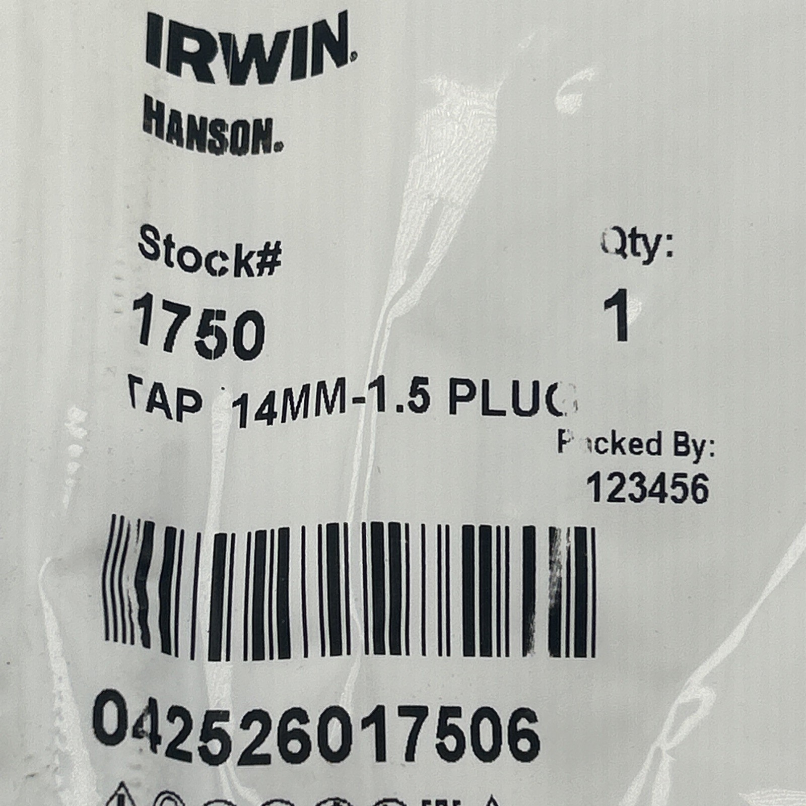 M14 X 1.50 Plug Hand Tap Irwin 1750 USA RH 14mm X 1.5 Carbon Steel RH 4 Flute
