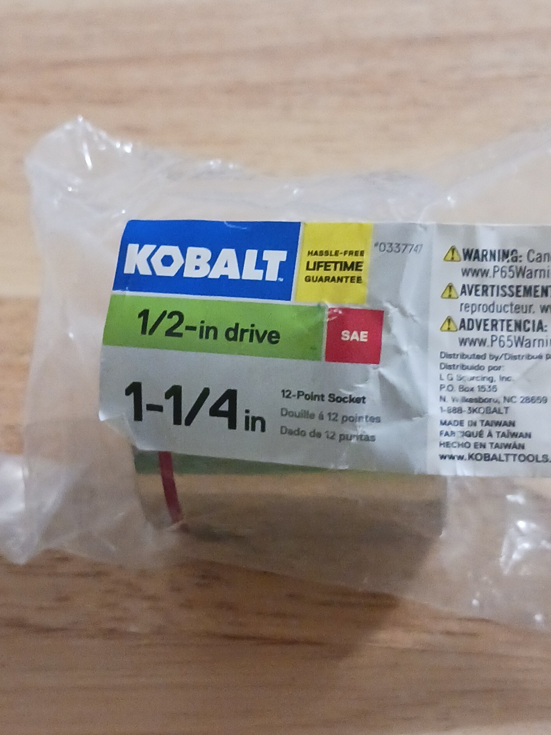 Kobalt 1/2″ Drive 12 Point SAE Socket Chrome 1-1/4 in #0337747 NEW Unopened Pack