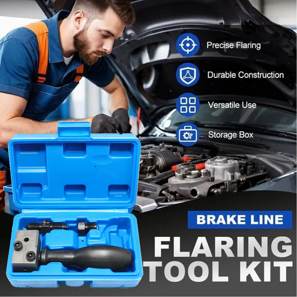 3/16″ Car Brake Line Double Flaring Kit 45° Handheld Pipe Flares Tool w/ Storage