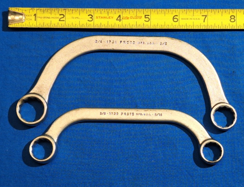 Proto 1731 & 1730 3/4″-5/8″ & 5/8″-9/16″ half moon wrenches Obstruction wrenches