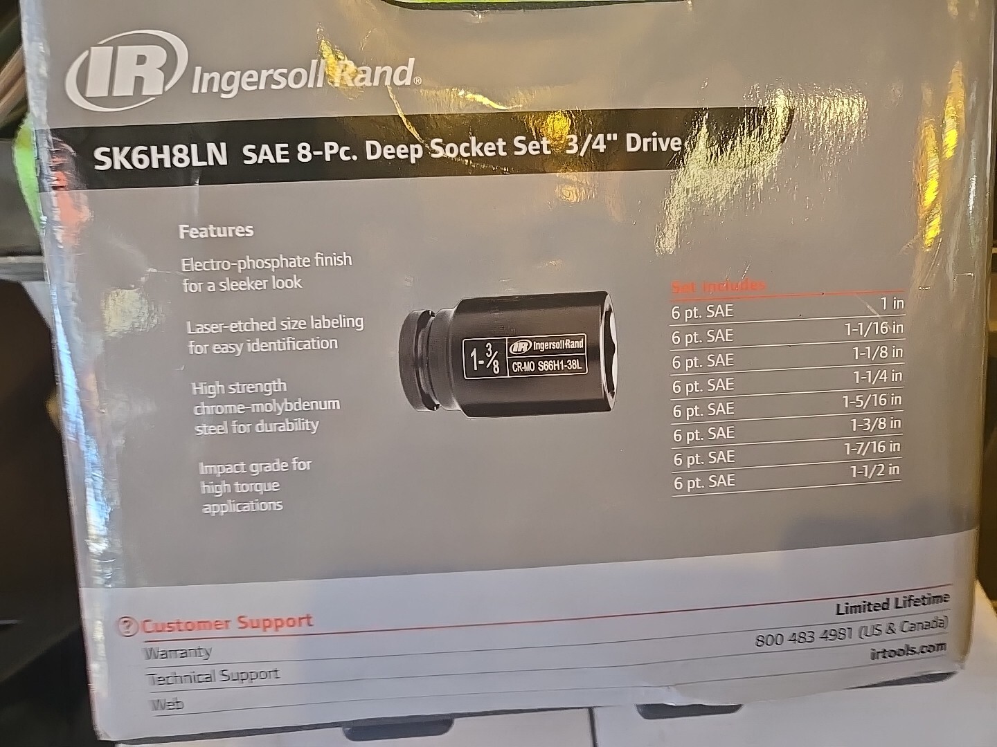 NEW INGERSOLL RAND 3/4 deep Sockets set 1/2″ DRIVE, 6 POINTS, 1″ TO 1-1/2″