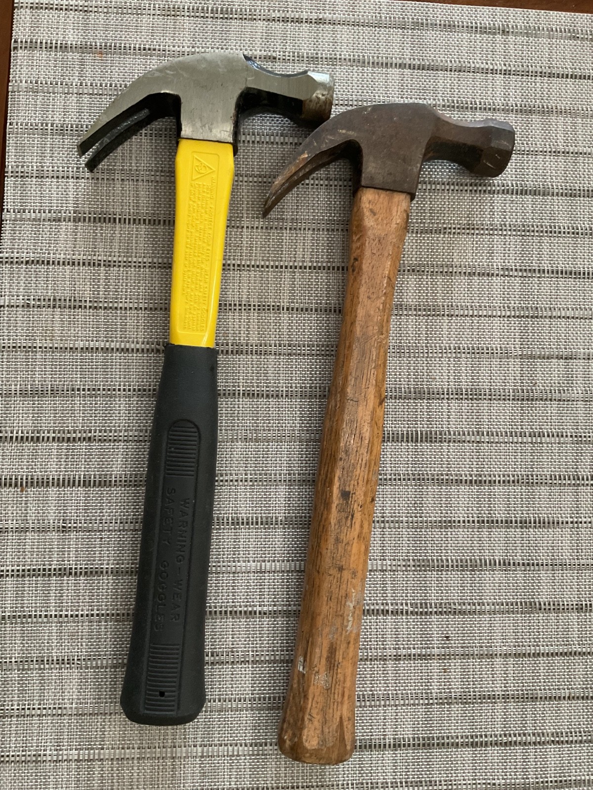 2 Stanley 16-oz Claw Hammers 51-110 FiberGlass Handle 51- 180 Wood Handle