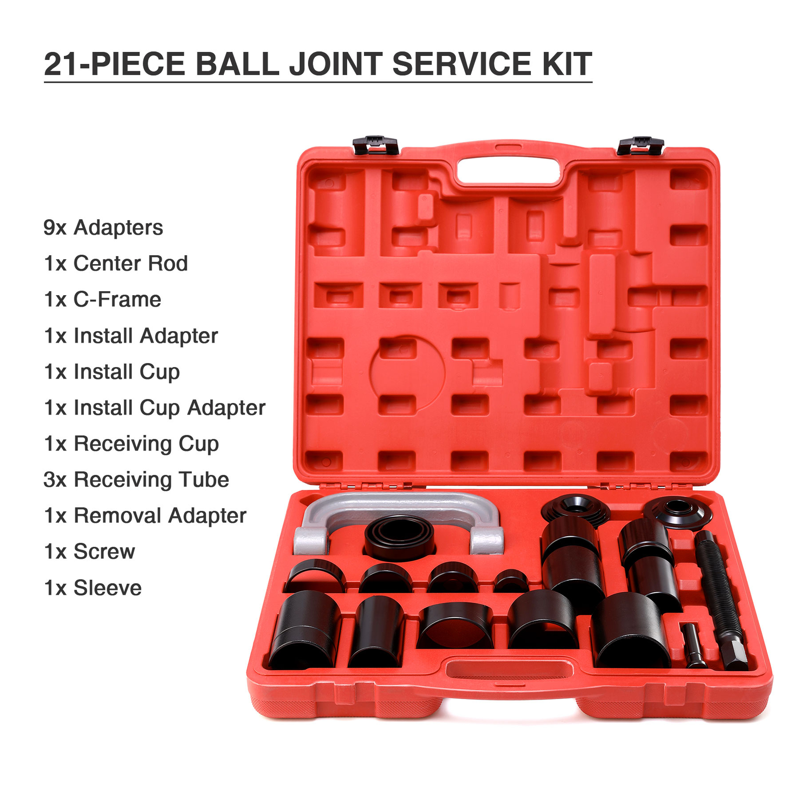 21 Pcs Ball Joint Separator Service Tool and Master Adapter Set W/ Carrying Case