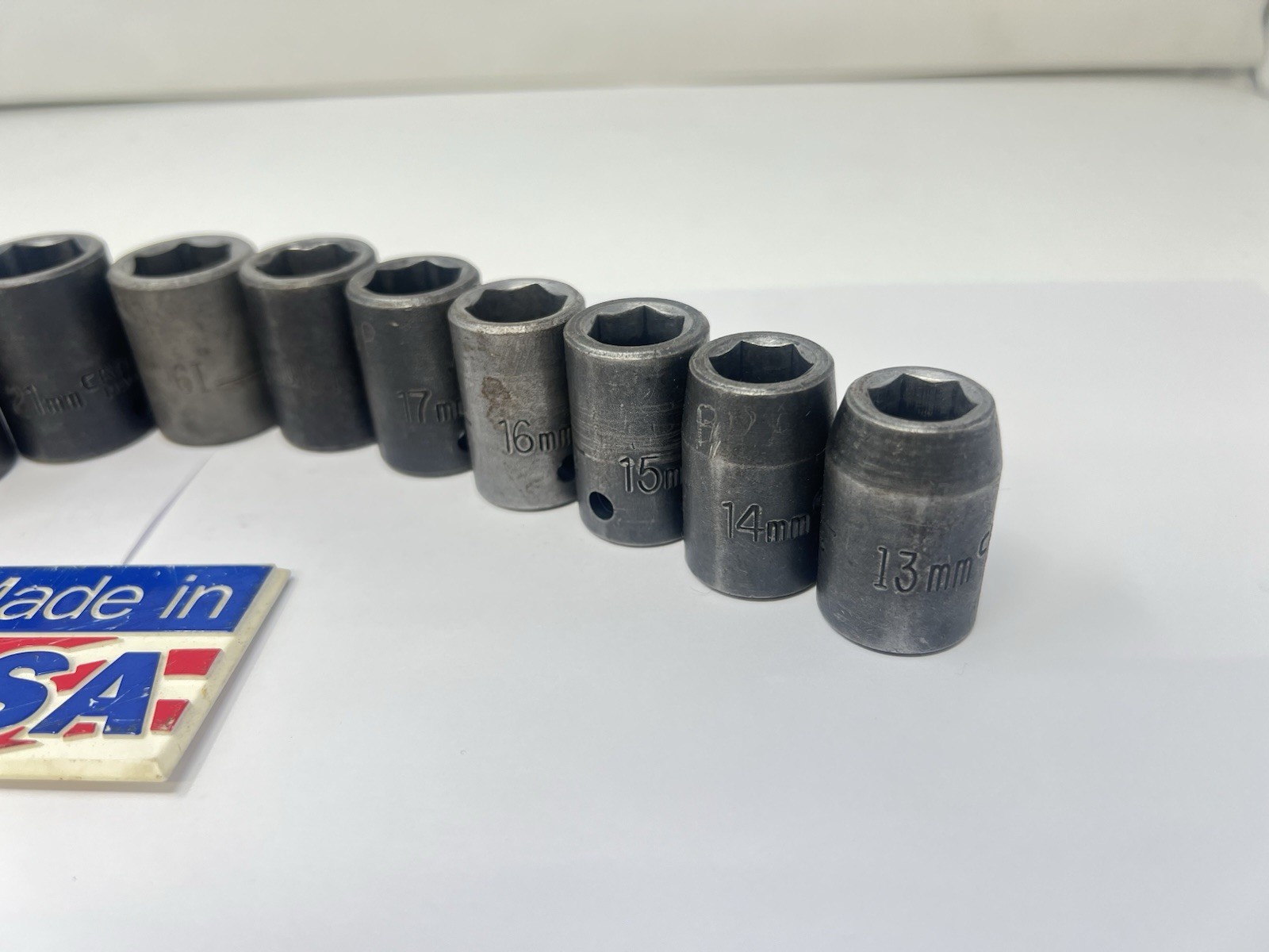 Vintage SEARS CRAFTSMAN USA 11pc METRIC GK EE Impact Socket Set 1/2″ Drive 19450