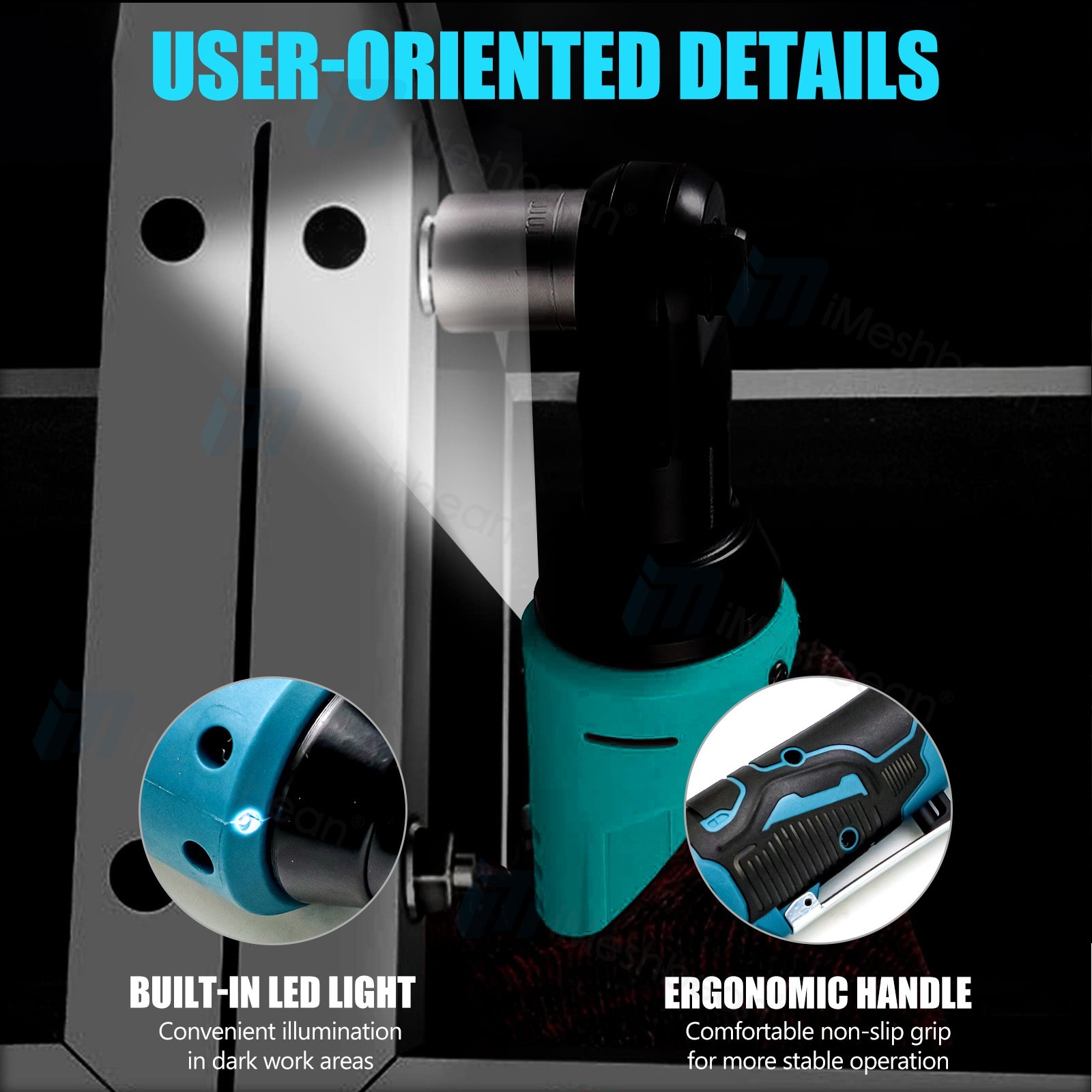 12V 3/8″ Cordless Electric Ratchet Socket impact Wrench Right Angle Battery 60Nm