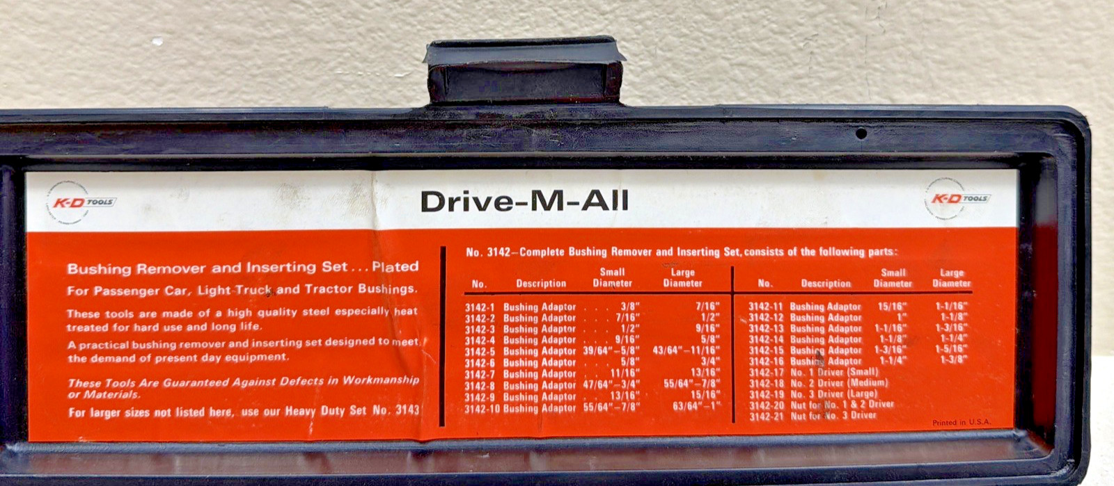 KD Tools 3142 Drive-M-All Bushing Driver Set In Case