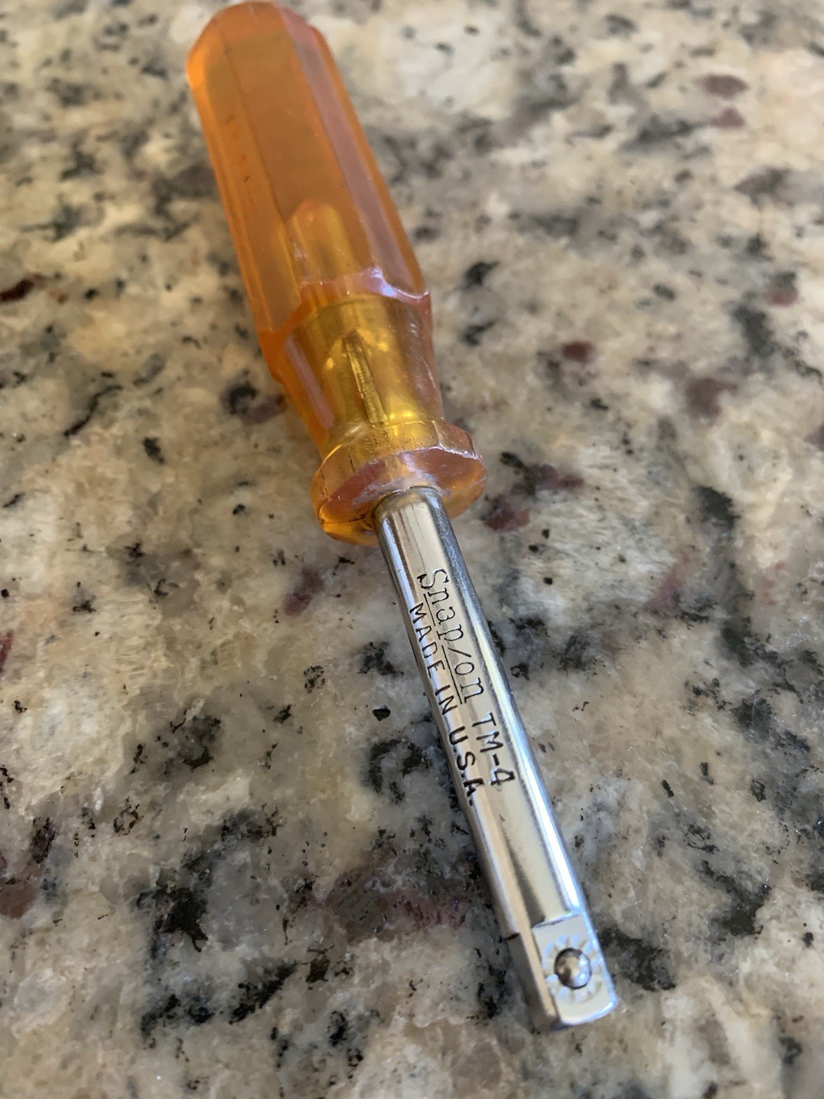 🟡 Vintage Super Snap-On TM4 1/4″ Socket Shank Driver CLEAR AMBER HANDLE
