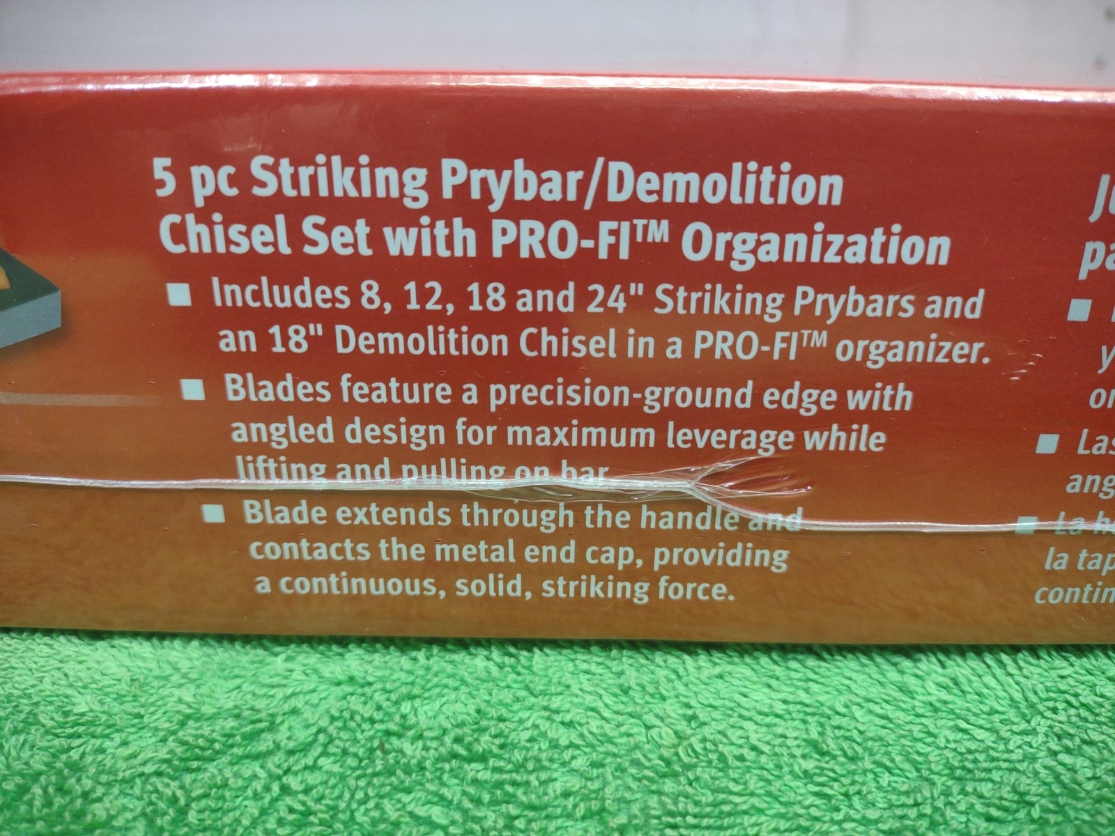 NEW!! Snap On 5-pc orange Striking Prybar & Demolition Chisel Foam Set SPBSDC705