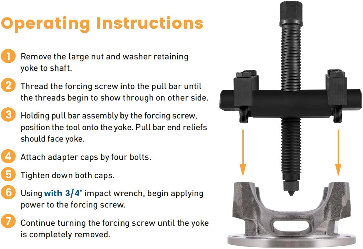 Heavy-Duty Yoke Puller Kit 10803 for Spicer & Meritor 1610 1710 1760 1810 Series