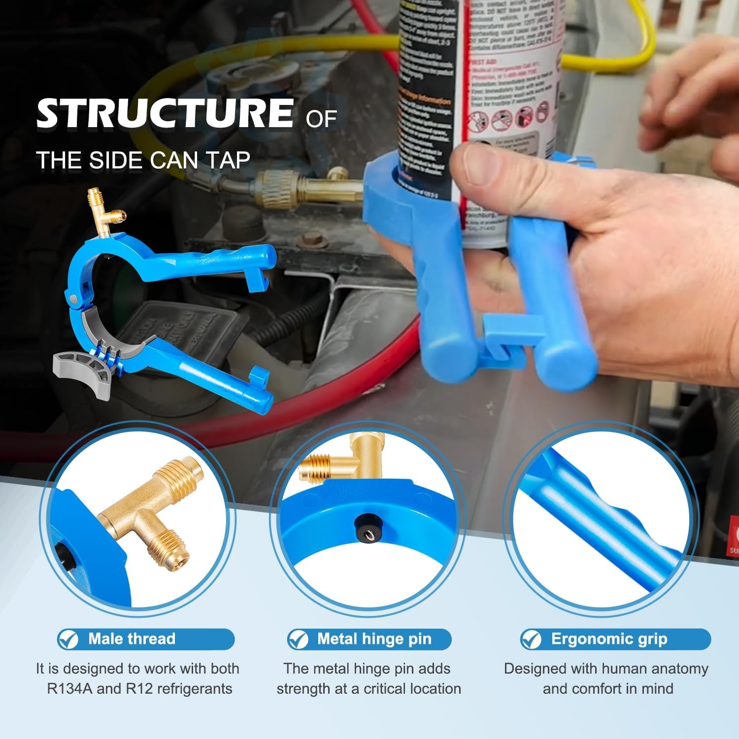 10102 Side Can Tap for R12 &R134A Refrigerant,Oil or Additive Multiple Can Sizes