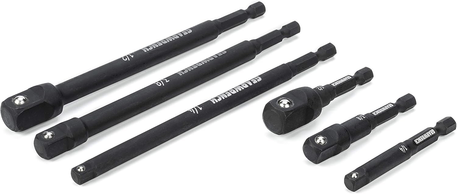 GEARWRENCH 6 Pc 1/4″ Drive Hex Shank Impact Socket extensions – One Size