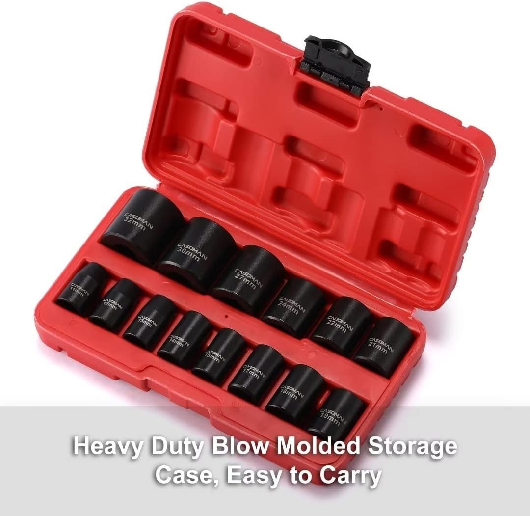 14 Pieces 1/2-Inch Drive Shallow Impact Socket Set, Metric, 6-Point, 11mm to …
