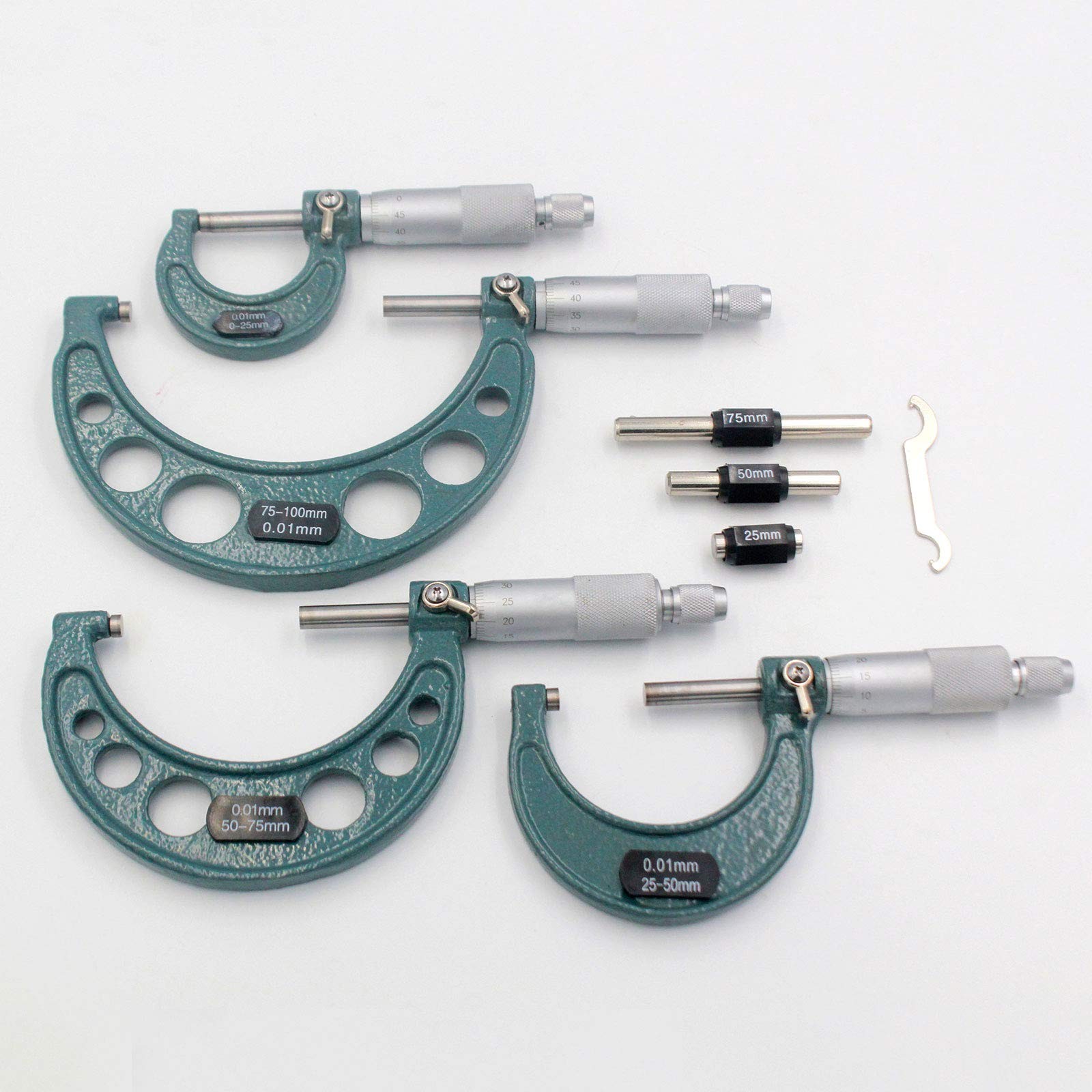 Premium Outside Micrometer Set 0-100mm/0.01mm Precision Machinist Tool…