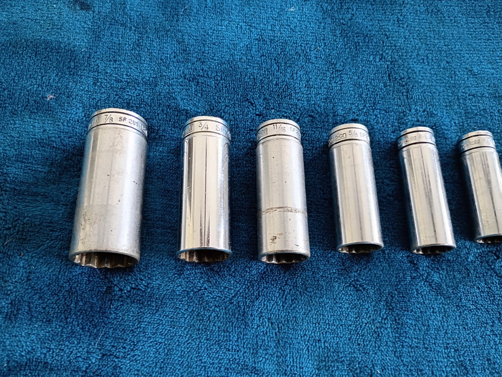 Snap On 9 Piece 3/8” Deep Chrome 12 Point Socket Set 1/4 – 7/8 – SF081-SF281.