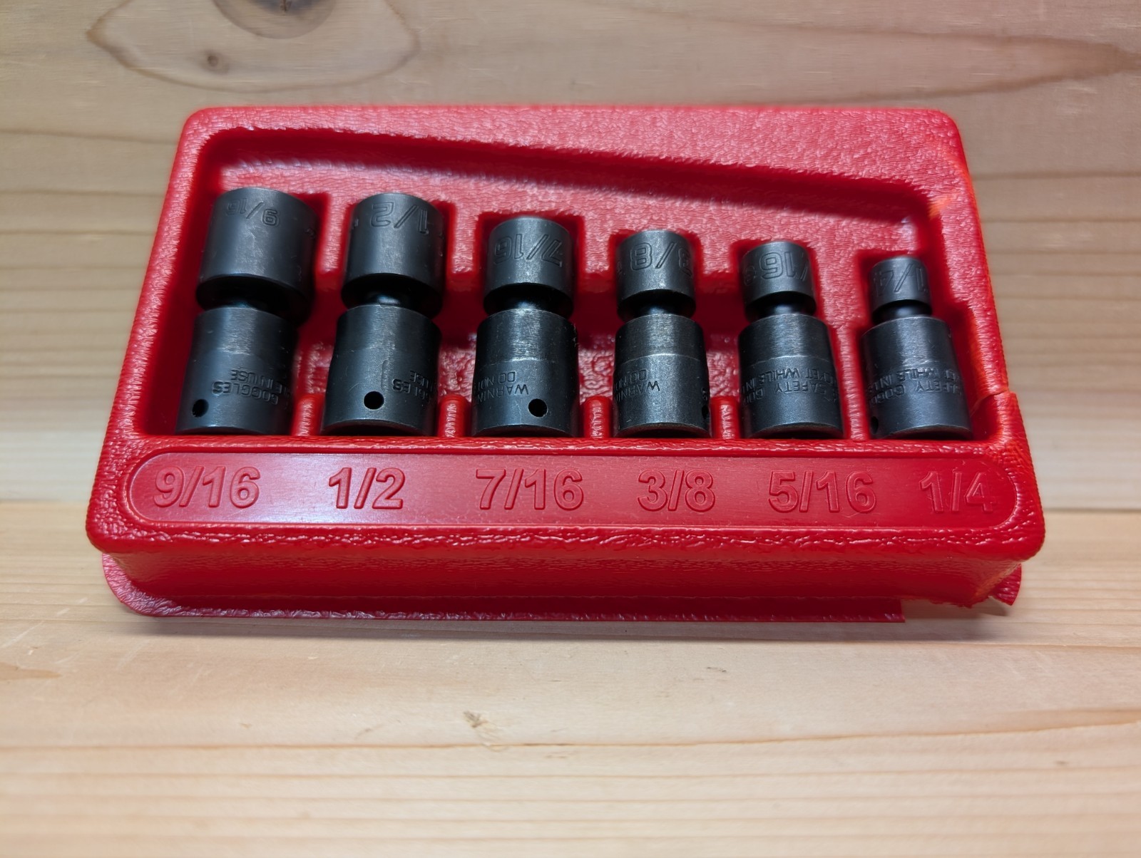 Snap On 106iptma 6 Pc SAE Shallow Swivel Impact Socket Set 1/4” Drive W/ Tray