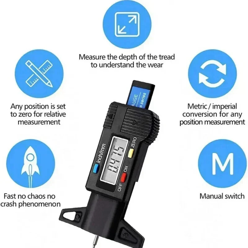 0-25mm Digital Measuring Caliper for Tread Depth of Automotive Tires