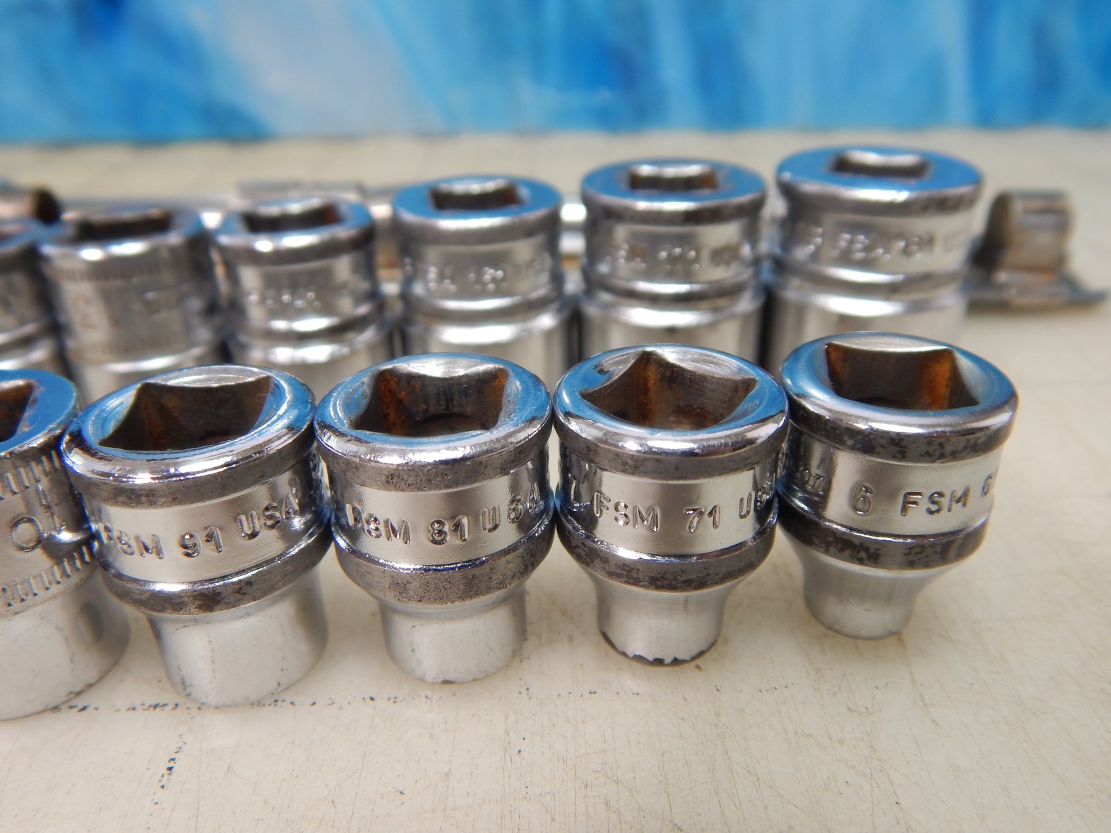 Snapon socket set 3/8″ dr. FSM series, Metric 6 point W/ A269 Rail, 6-14, 16-18