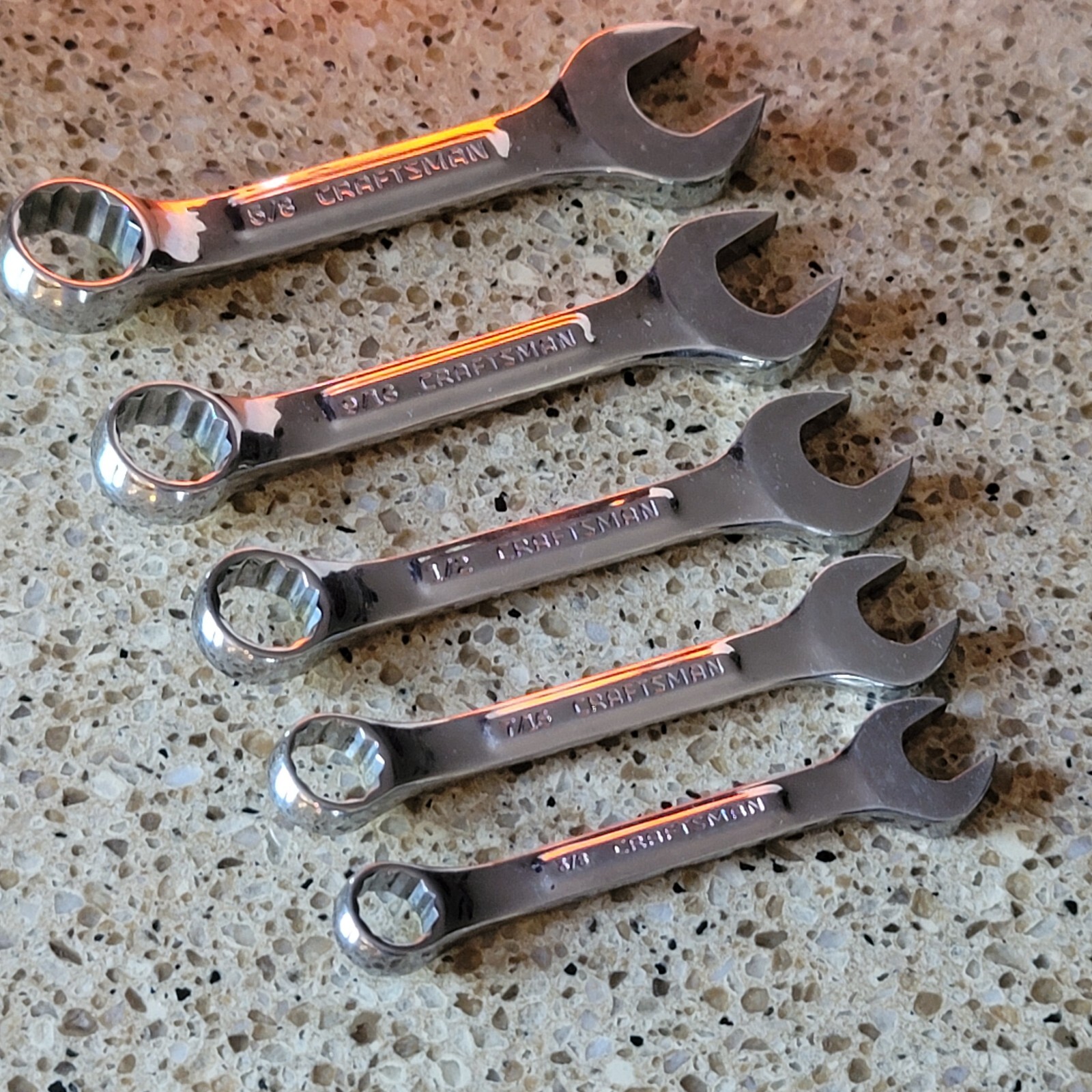 Lot of 5 Craftsman Pro. VV Stubby Combo Wrench 12mm 13mm 14mm 15mm 17mm READ ME!