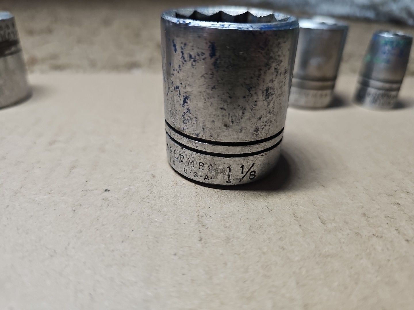 Lot of 7 Vintage Plvmb Plomb Sockets 7/8, 1-1/16, 1-1/8, 1/2