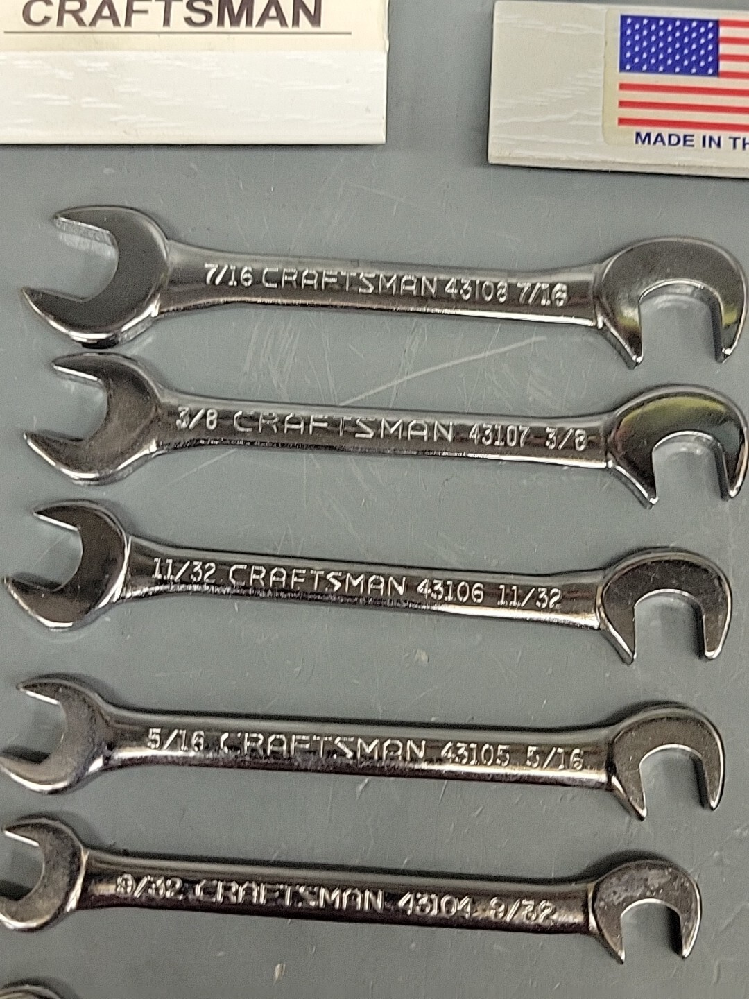 Sears Craftsman 8-Pc Open End Ignition Wrench Set 4306 New Old Stock USA