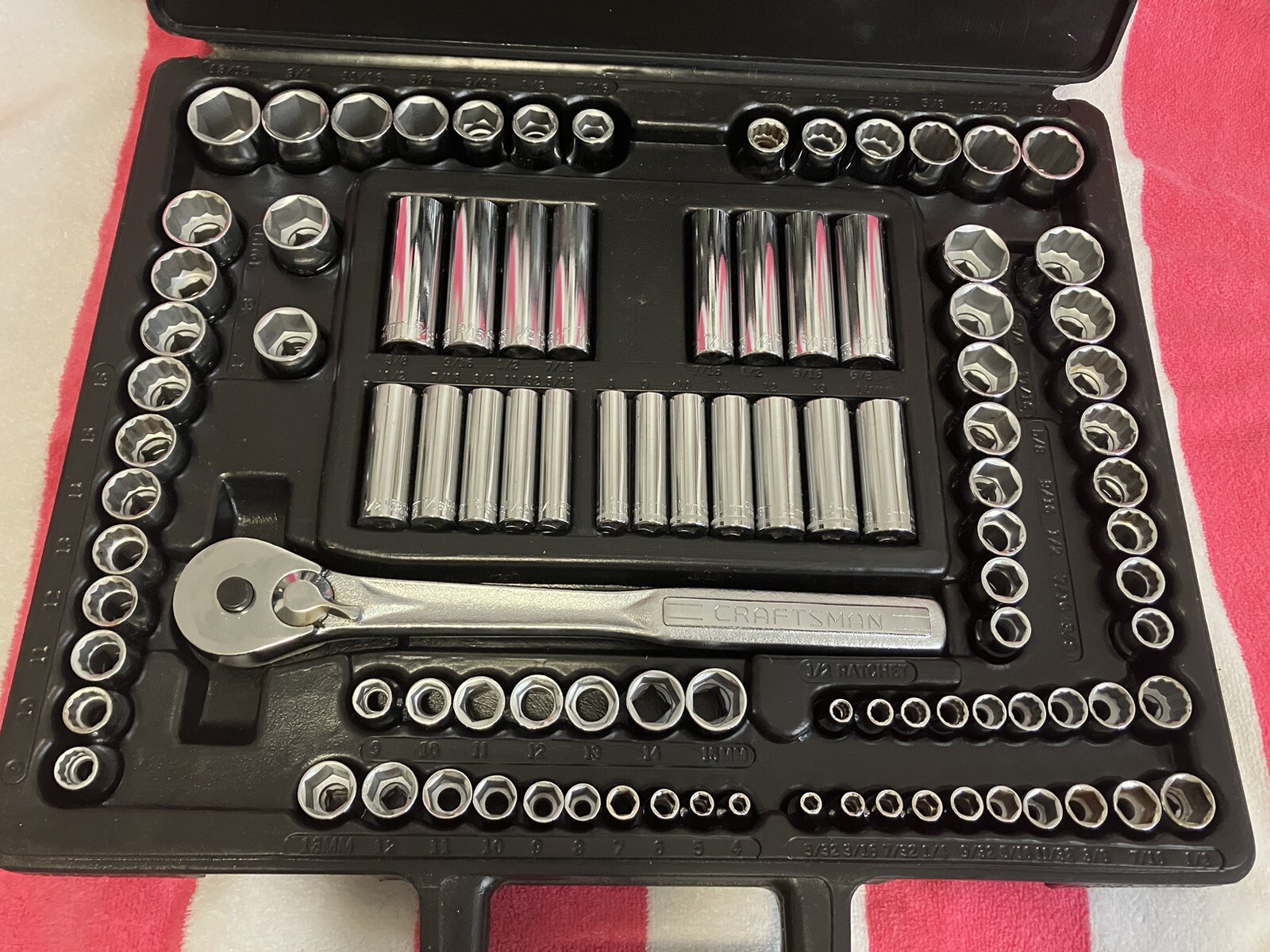 Vintage Craftsman 107pc Mechanics Tool Set USA USED SAE Metric 1/4” 3/8” 1/2” Dr