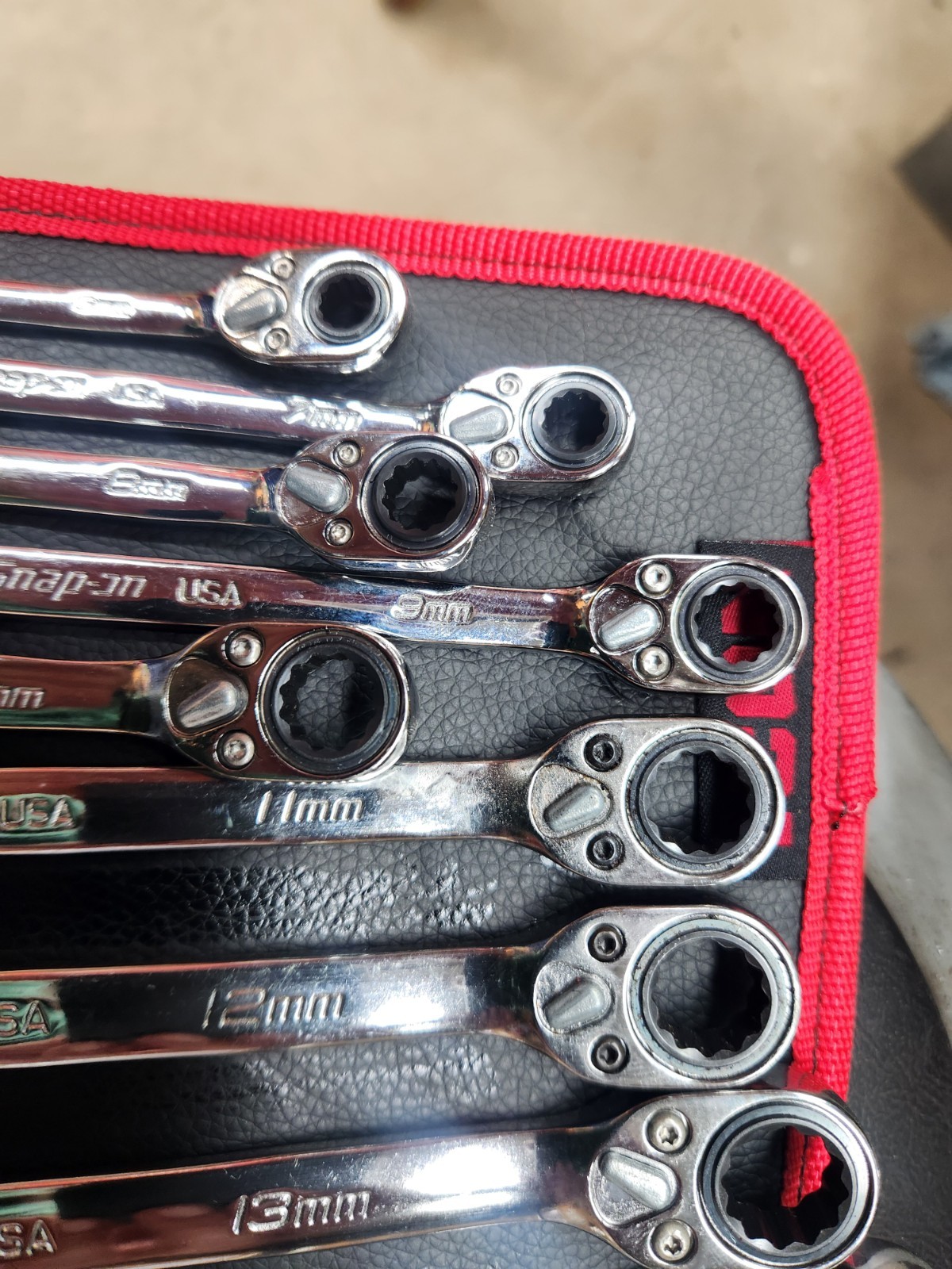 Snap On 14 Piece Flank Drive Plus Metric Ratcheting Box Combination Wrench Set