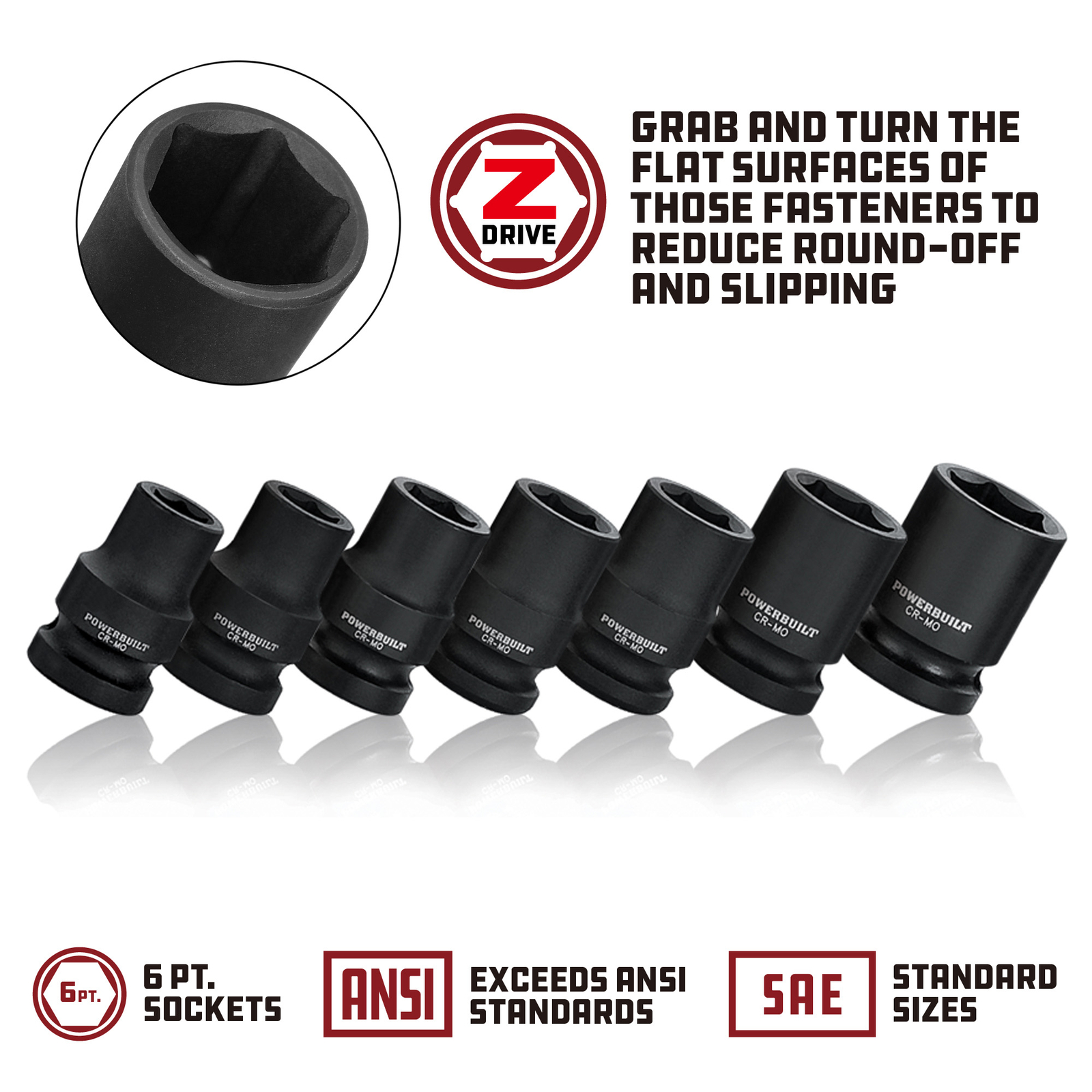 Powerbuilt 3/8 Inch Drive 13/16 Inch Impact Socket – 647451
