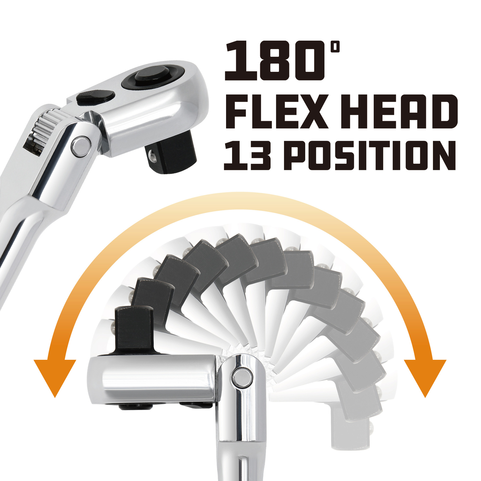 Powerbuilt 4 Piece 72 Tooth Pro Tech Long Reach Flex Head Ratchet Set with