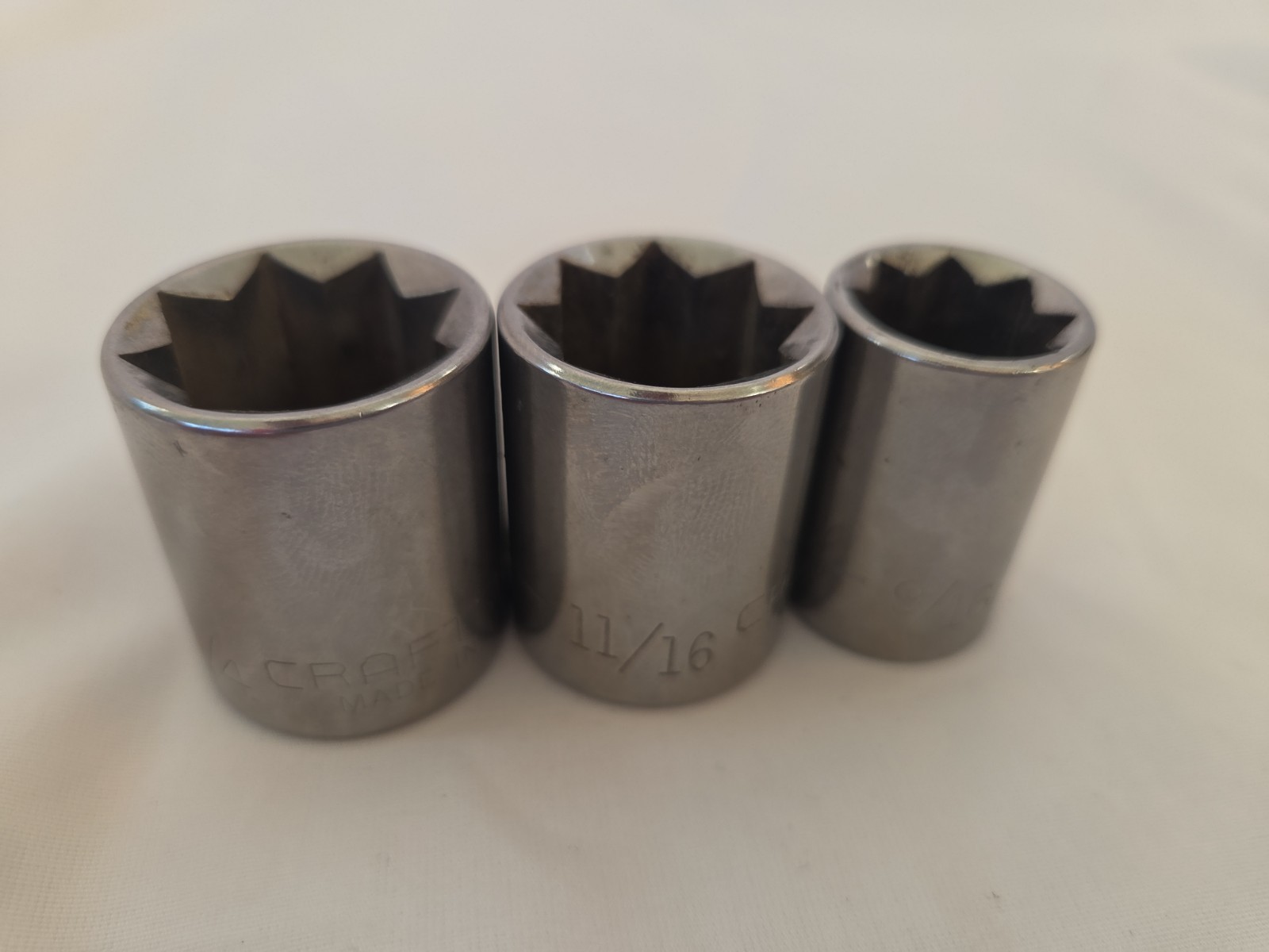 Craftsman USA 1/2” Drive 8 Point Socket Set 3pc Double Square Reverse Torx