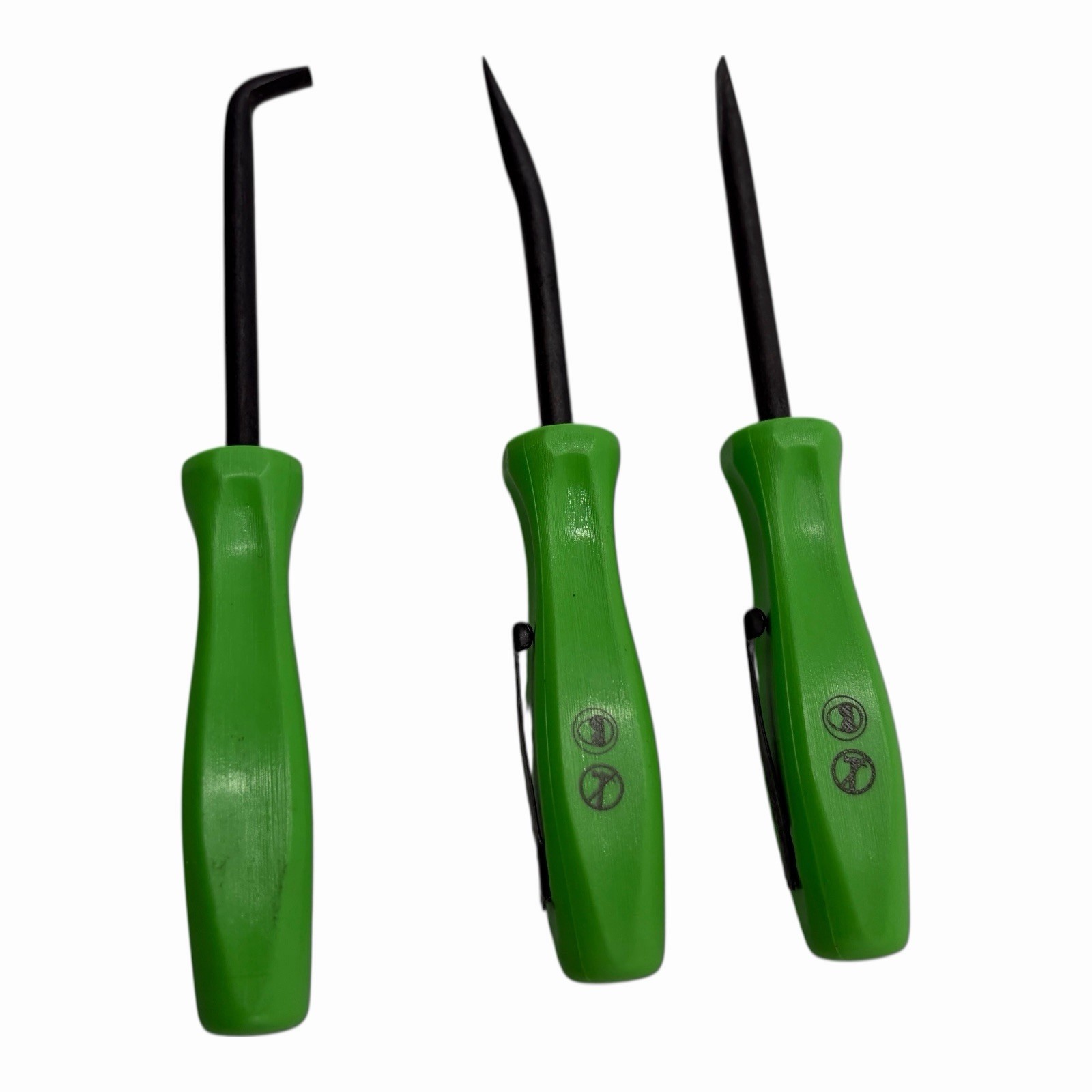 Snap On Tools Mini Pocket Pry Bar Set 3 piece Green 5 inch Straight Bent 90
