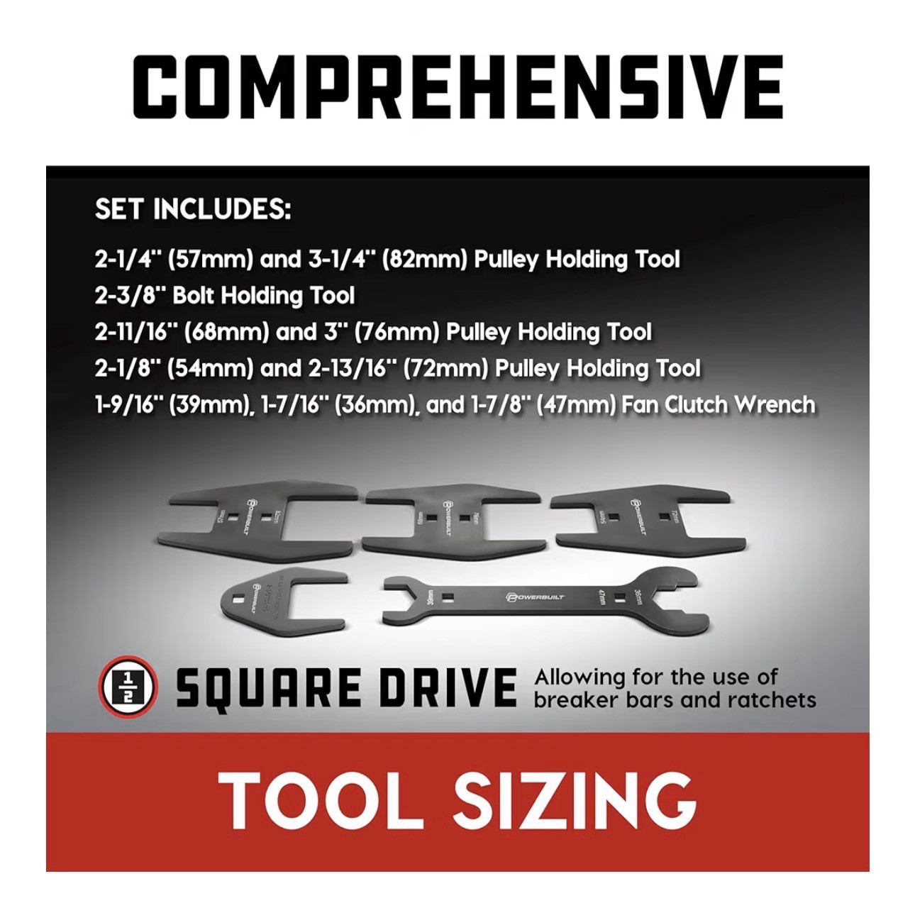 POWERBUILT MASTER FAN CLUTCH AC PULLEY HOLING WRENCH SET KIT 137 MODEL 647759
