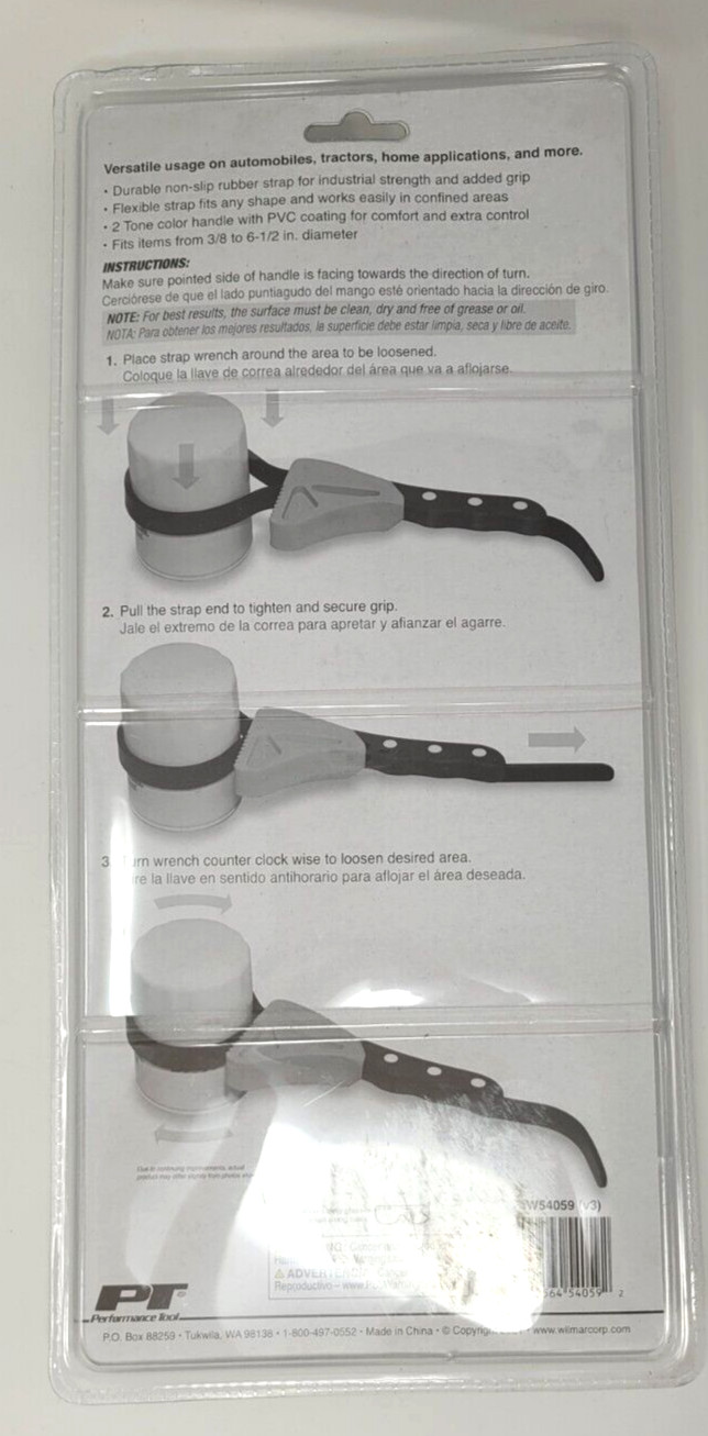 Performance Tool W54059 2-Piece 3/8″ To 6-1/2″ To Strap Wrench Set New