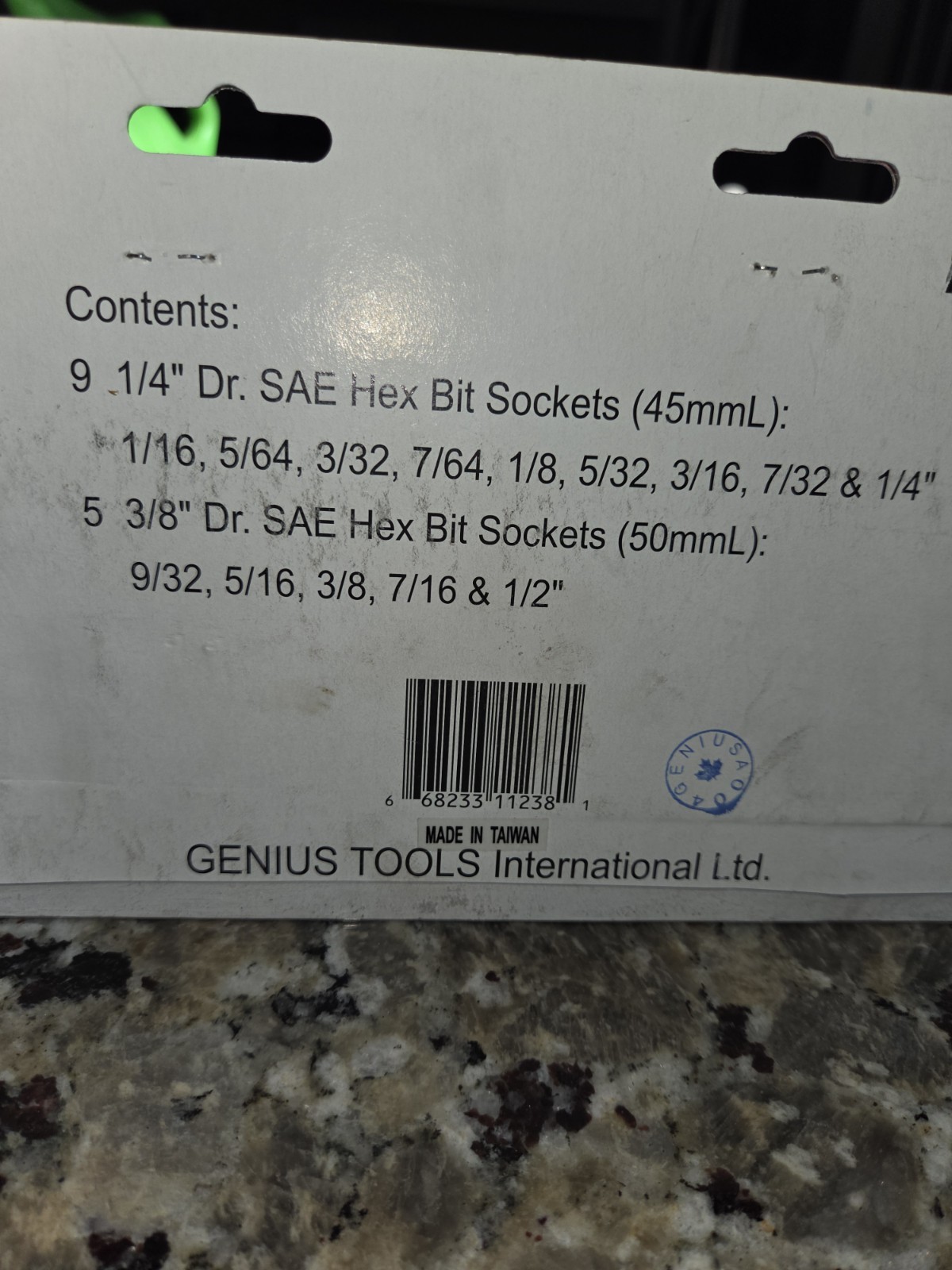 Genius Tools 14 piece SAE Hex Bit Socket Set  BS-2314H