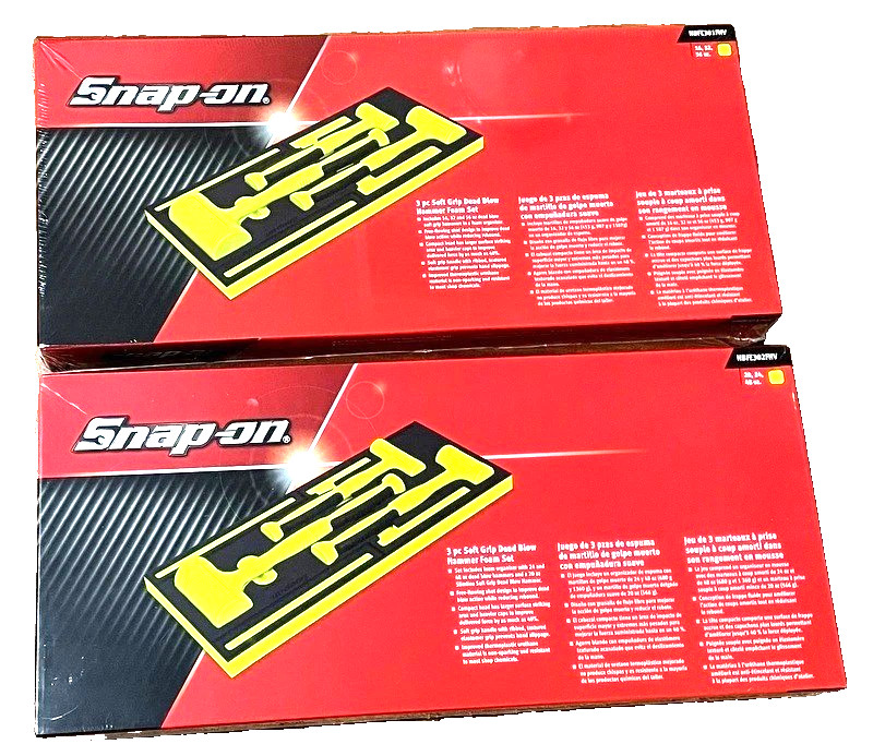 New Snap-on™ HBFE6FHV 16 20 24 32 48 56 oz 6-pc Hi-Viz Dead Blow Hammer Foam Set