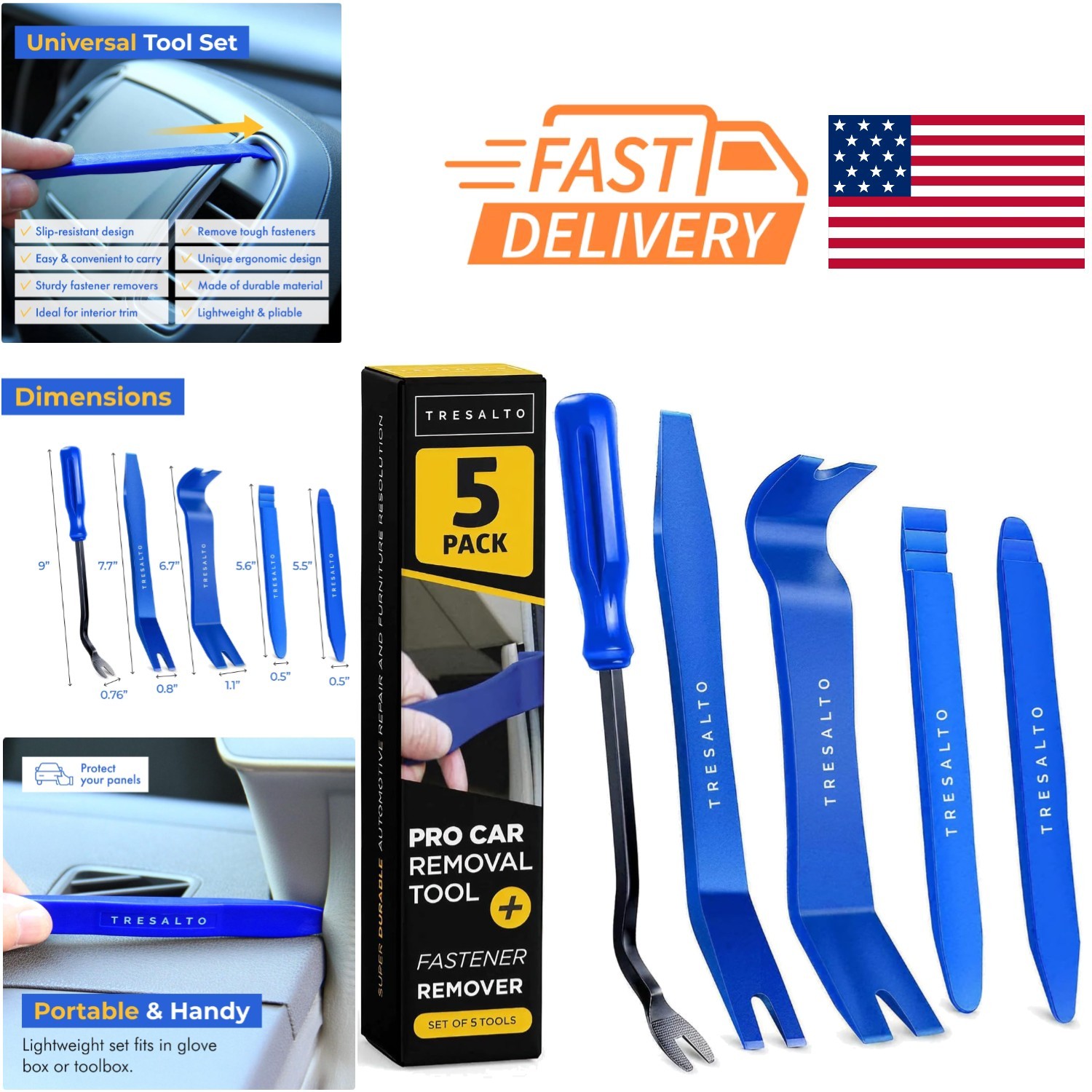 Essential Auto Trim Removal Tools 5 Pack Scratch Resistant for Car Interiors
