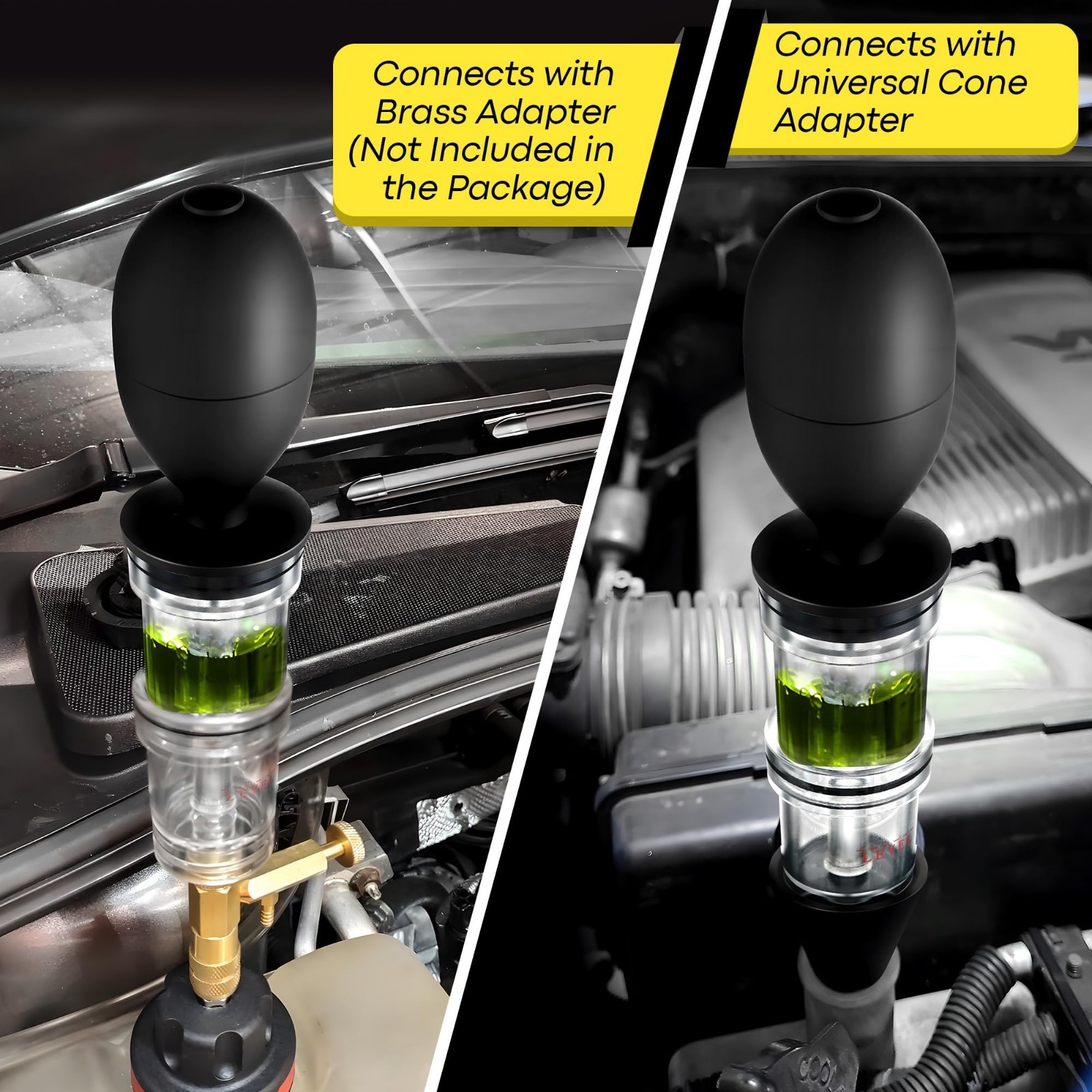 Head Gasket Tester Kit with 8.5oz Fluid & Universal Radiator Adapter – Dual-Cham