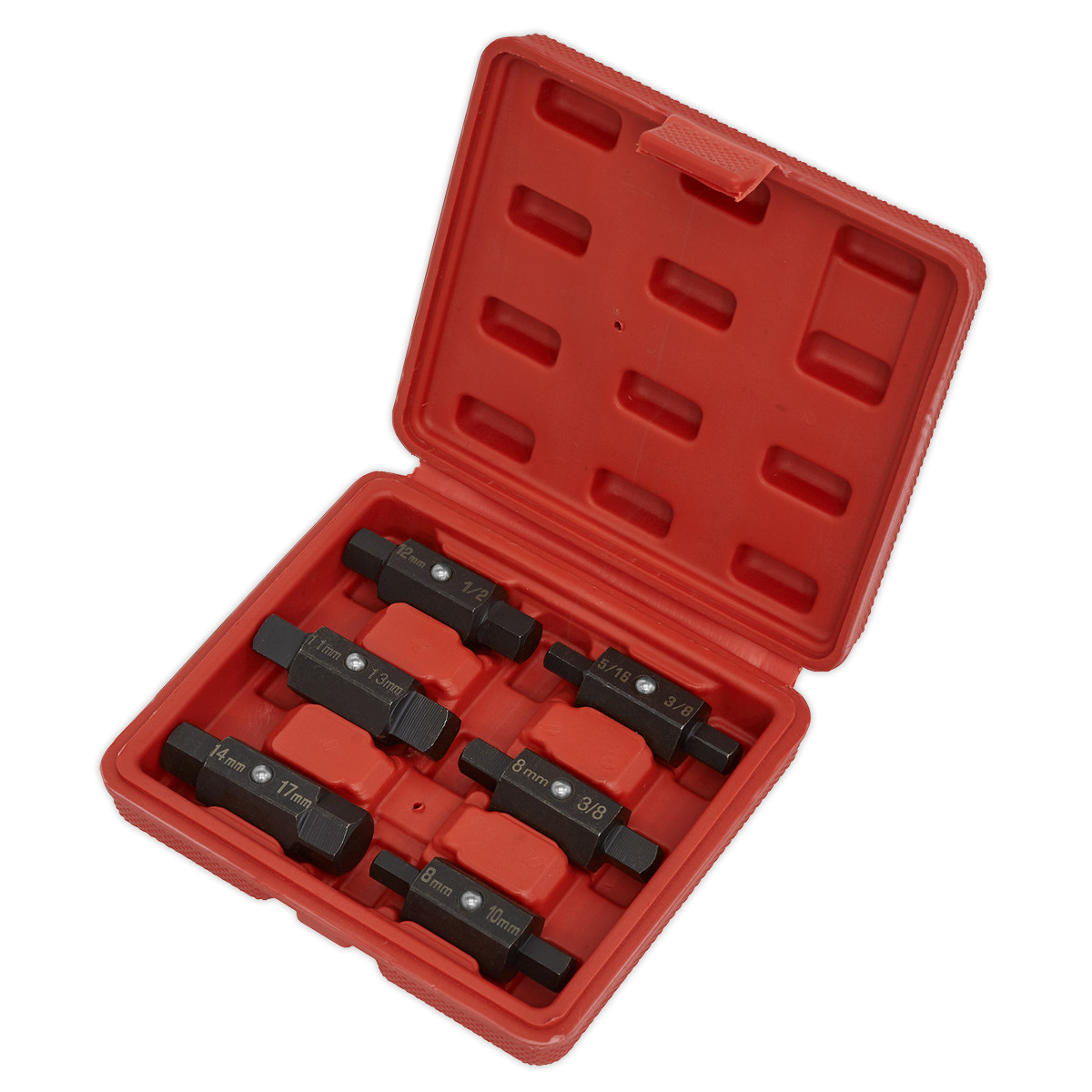 Sealey AK658 Oil Drain Plug Key Set 6 Piece Double End