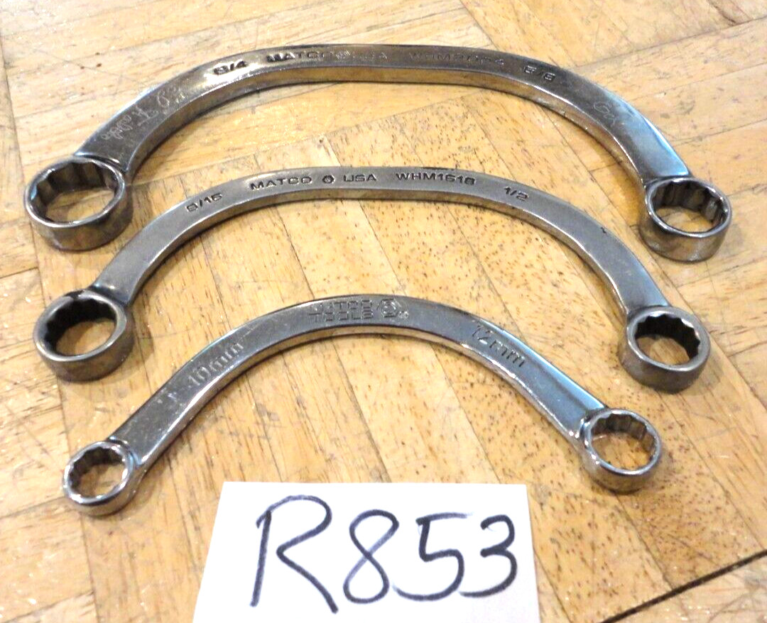 MATCO TOOLS 3 PC. METRIC & SAE. HALF MOON WRENCHES 10-12, 9/16-1/2, 3/4-5/8