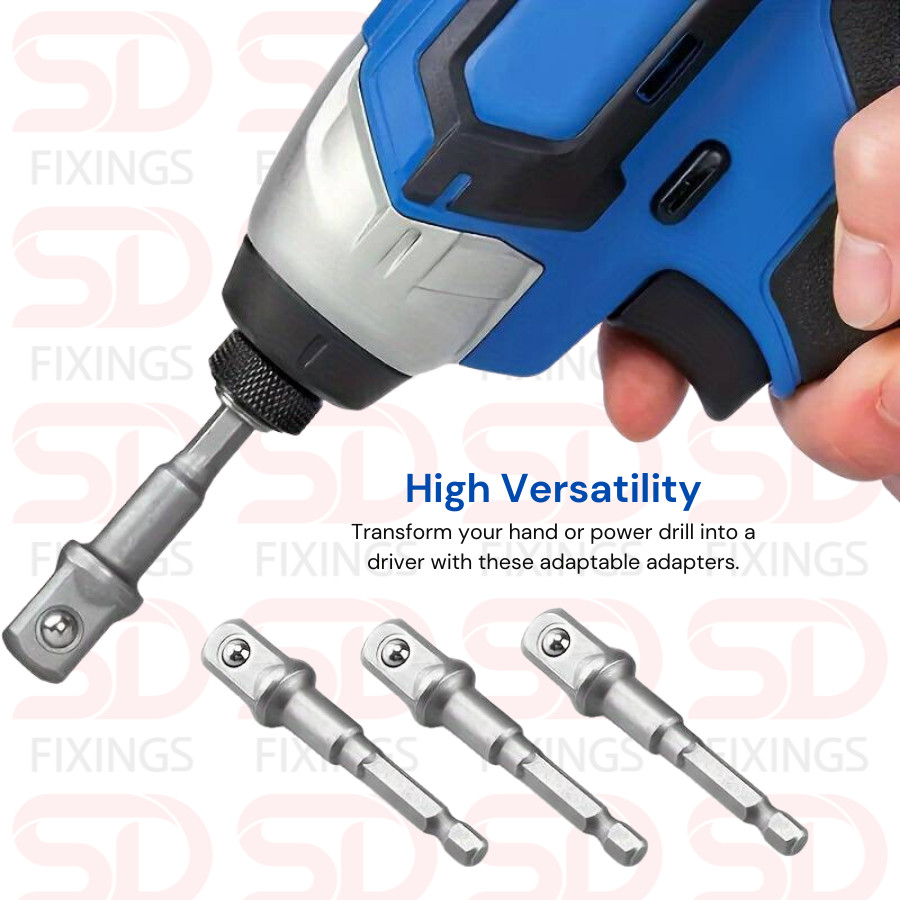 2 x CRV 1/2″ Impact Drill Driver Bit Socket Adapter Hex Shank Extension Bar