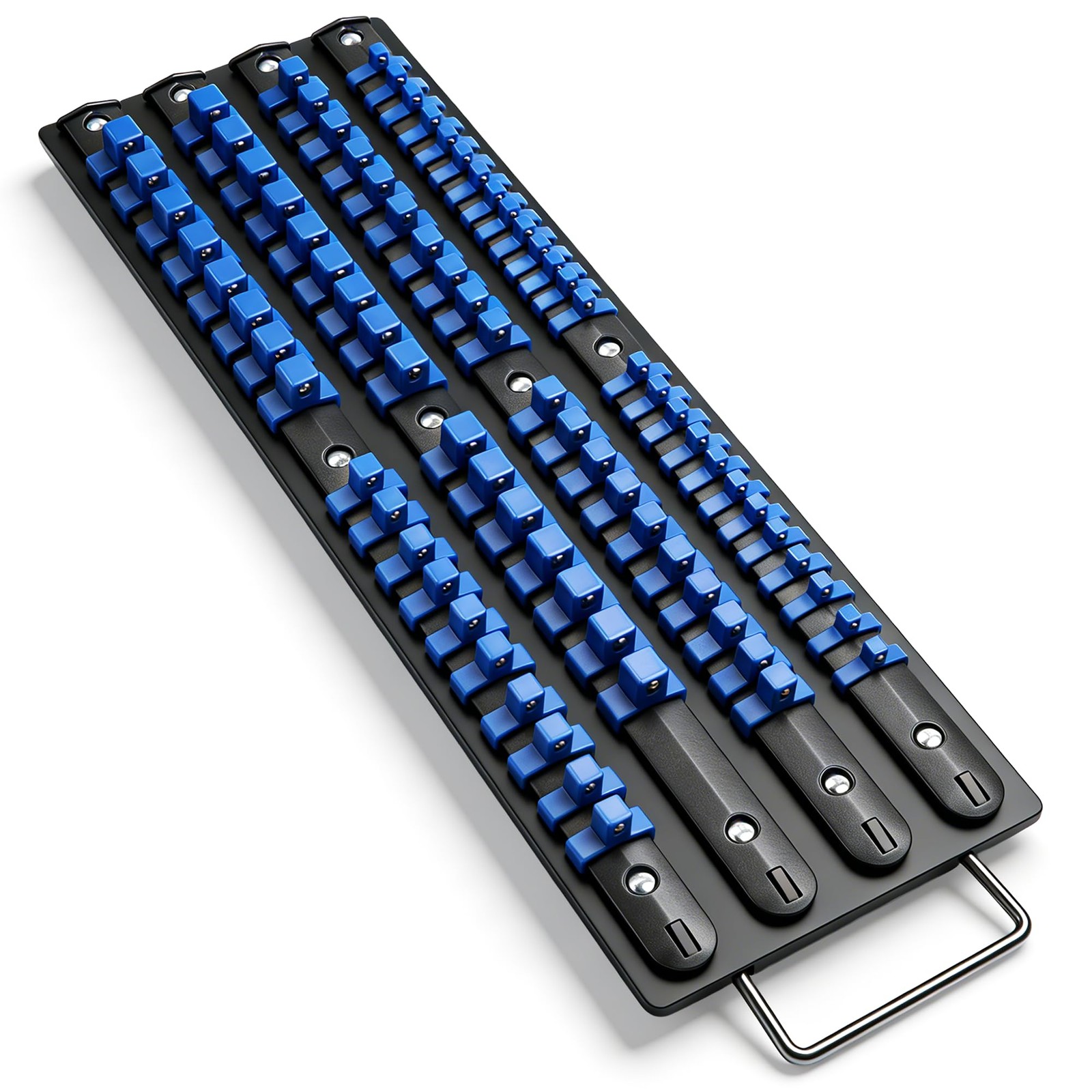 HORUSDY 80-Piece Heavy Duty Socket Organizer, 1/4-Inch, 1/4″ 3/8″ 1/2″, Blue
