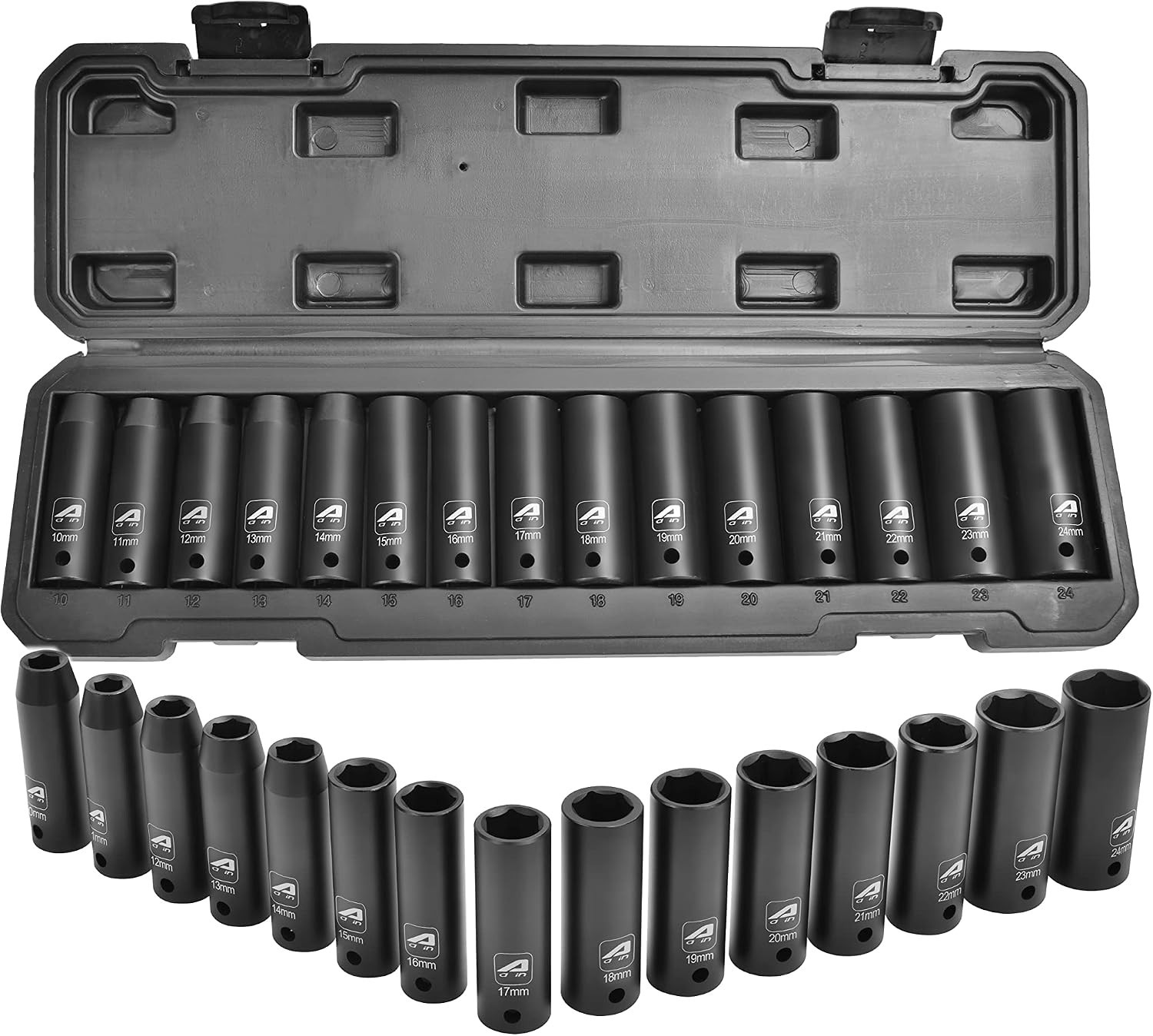 15-Piece 1/2″ Drive Metric Impact Socket Set
