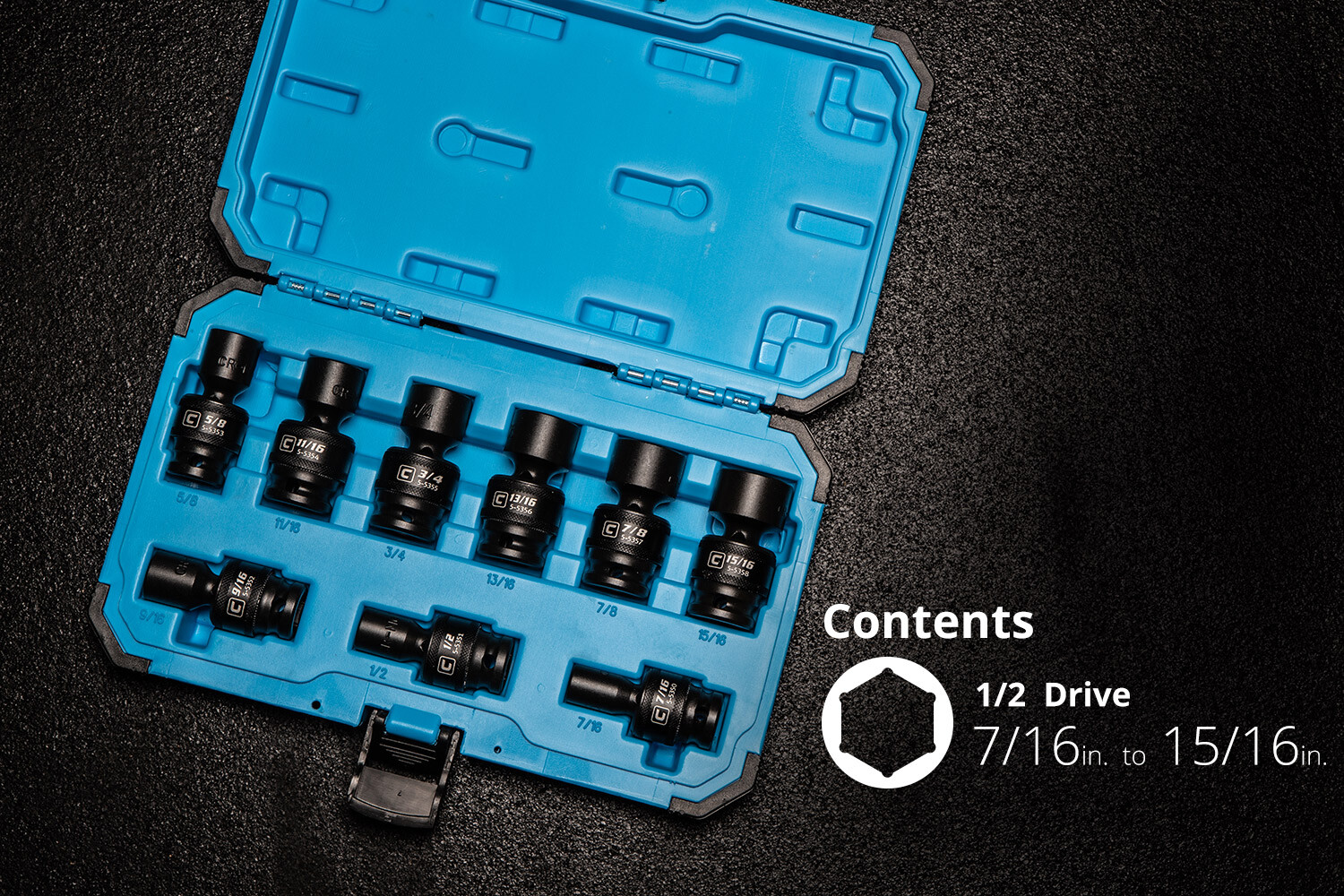 Capri Tools 1/2 in. Drive Universal Impact Socket Set, 7/16-15/16 in. SAE, 9-Pcs