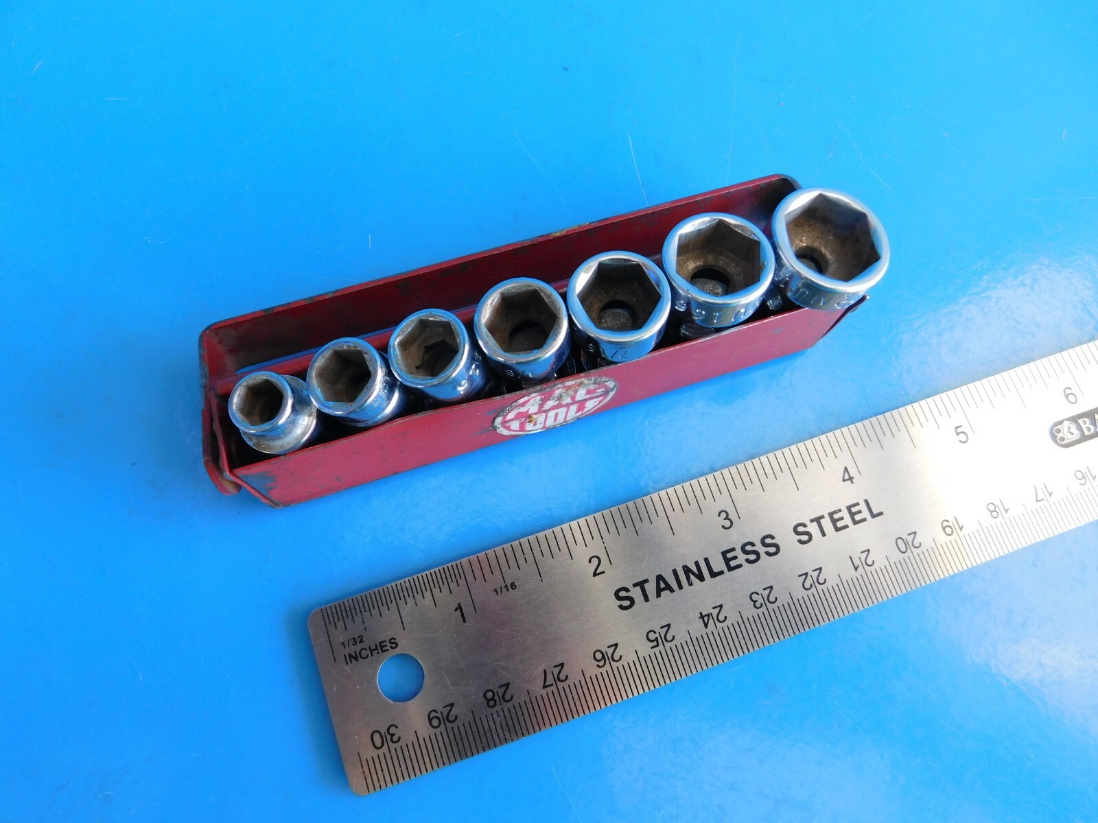 USED,MAC TOOLS «1/4 IN. THRU 9/16 IN » 1/4 DR. UNIVERSAL SOCKETS, LOT OF 7 USA