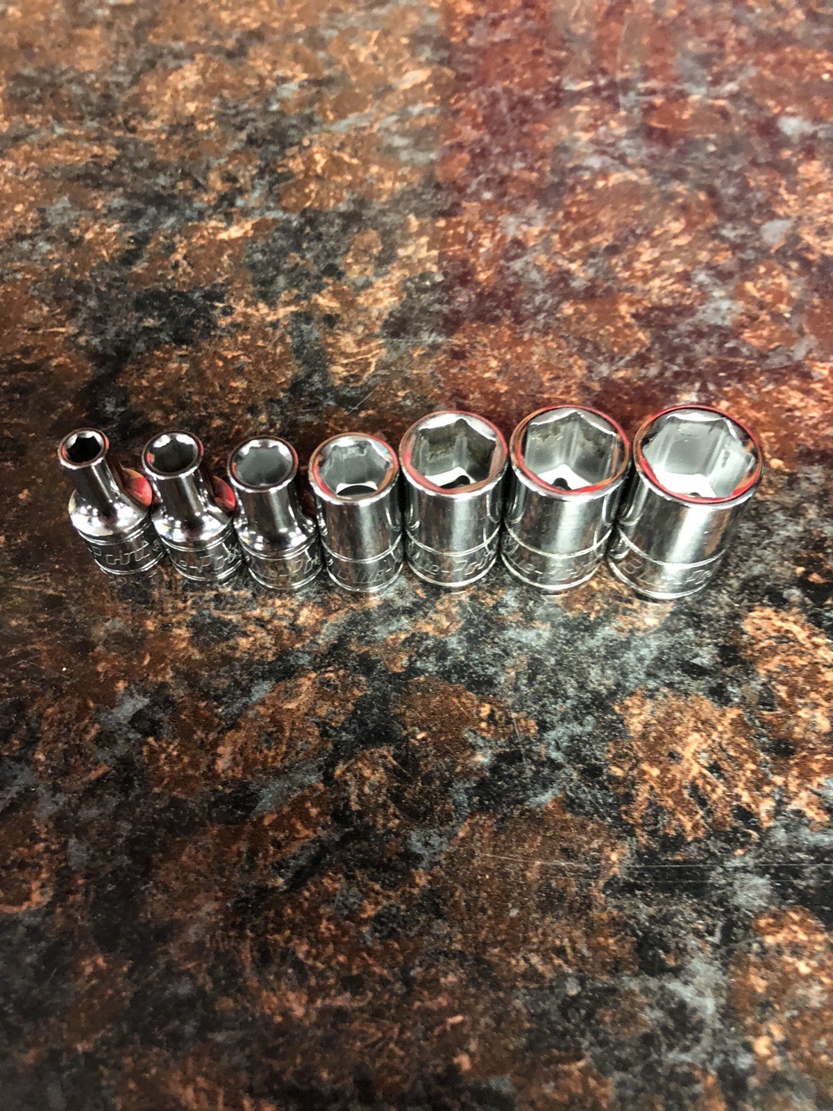 Blue-Point 4, 5, 6, 8, 10, 11, 12, 15mm Stubby 1/4» Drive Sockets (LOOK)