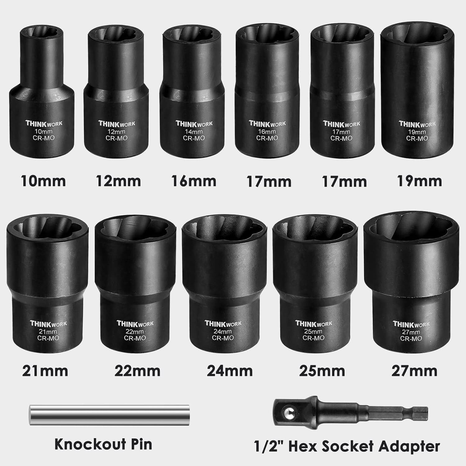 Lug Nut Remover Tool Wheel Lock Removal Kit Nuts Screws Bolts 1/2 Drive Impact..