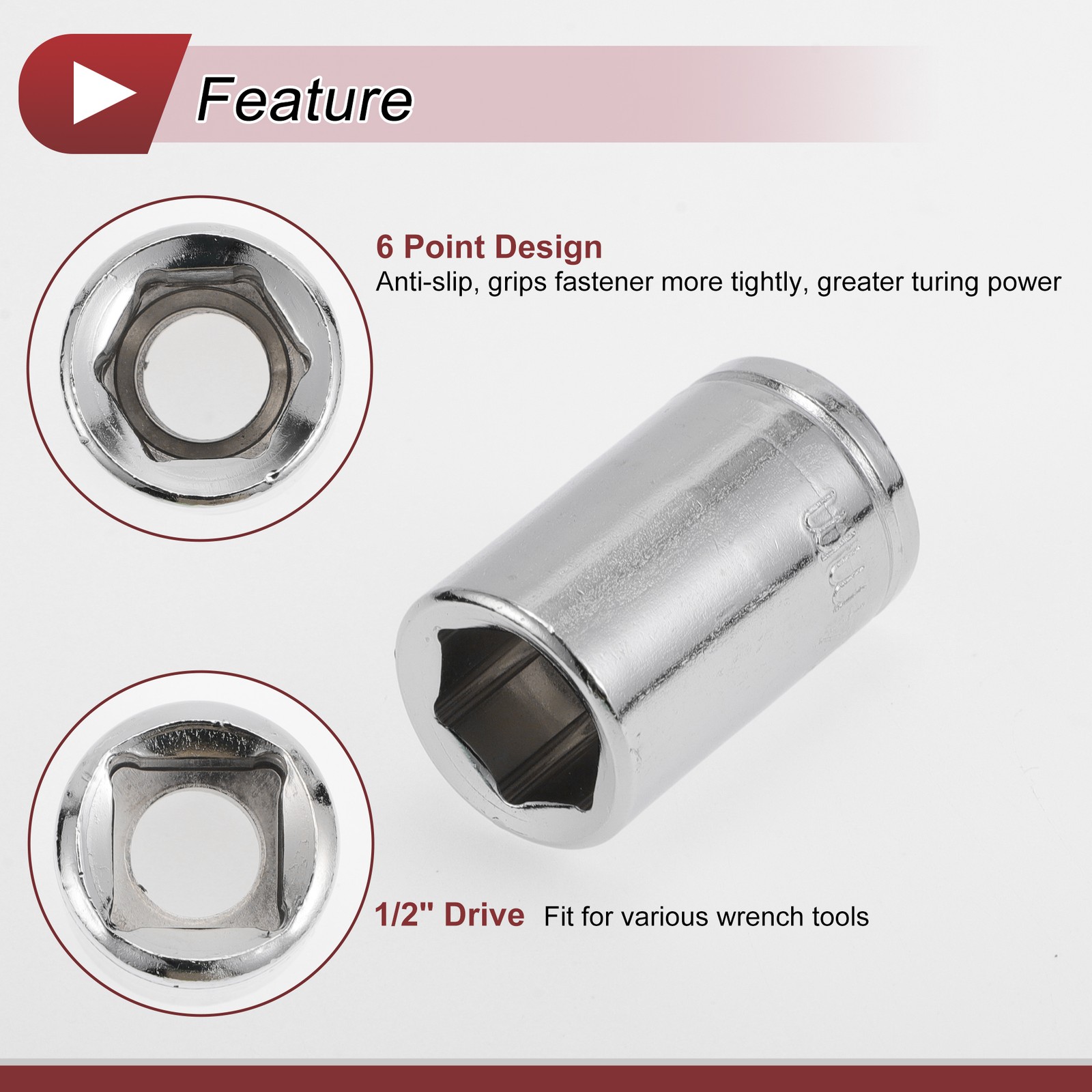 Universal 1/2 Inch Drive Impact Socket 14mm 6 Point Carbon Steel 1 Pcs 38mm