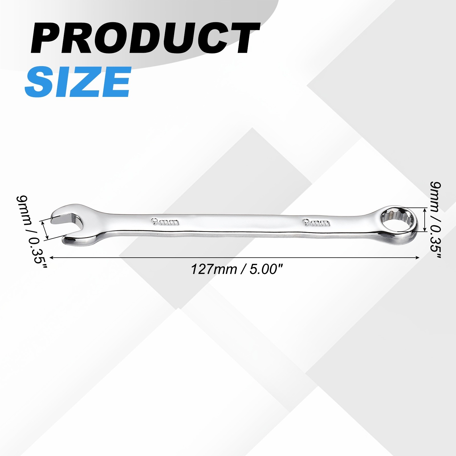 9mm Metric Combination Wrench, | Silver CR-V Steel, 1-Piece