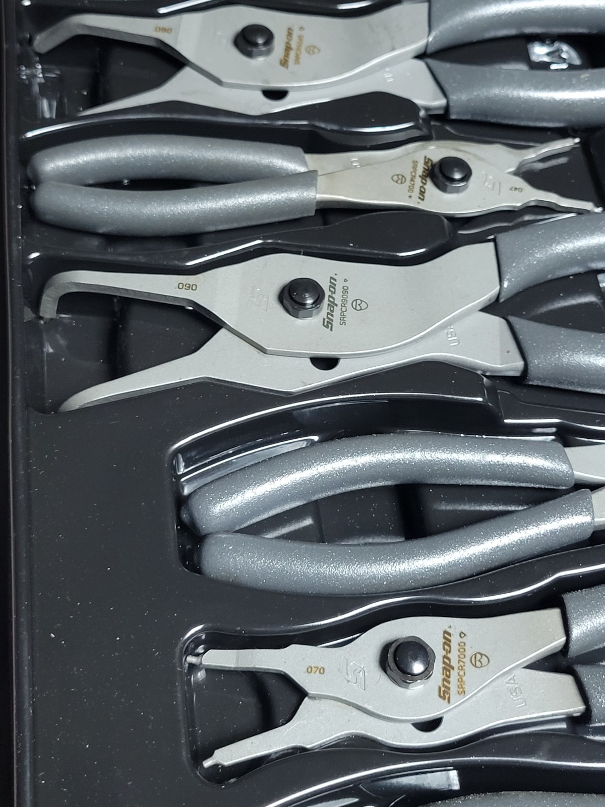 Snap-On 7 Piece Snap Ring Plier Set Grey Soft Grip Handle Set SEE DESCRIPTION