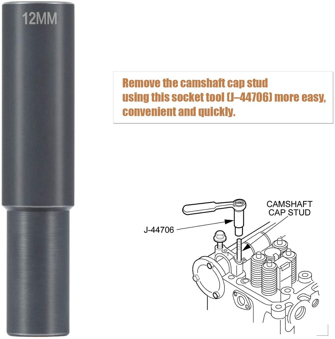 12MM 12PT 1/2″ Drive Rocker Arm Shaft Extra Deep Socket for Detroit Diesel 60