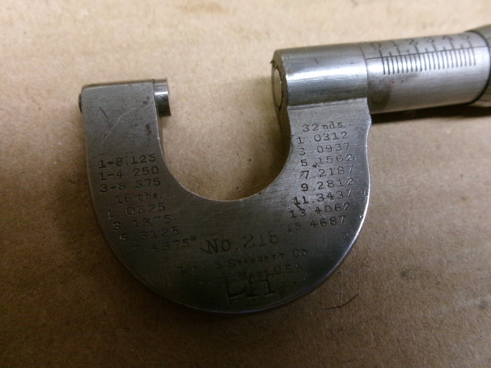 Vintage L. S. Starrett USA 0 – 1/2″ Micrometer No 218